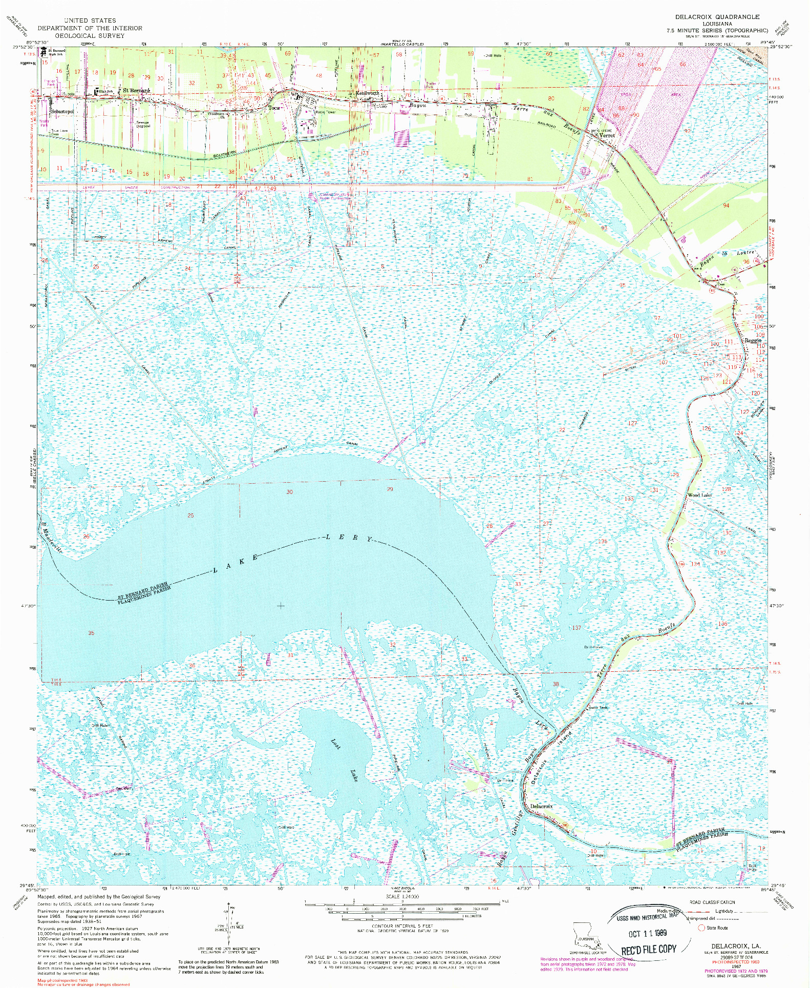 USGS 1:24000-SCALE QUADRANGLE FOR DELACROIX, LA 1967