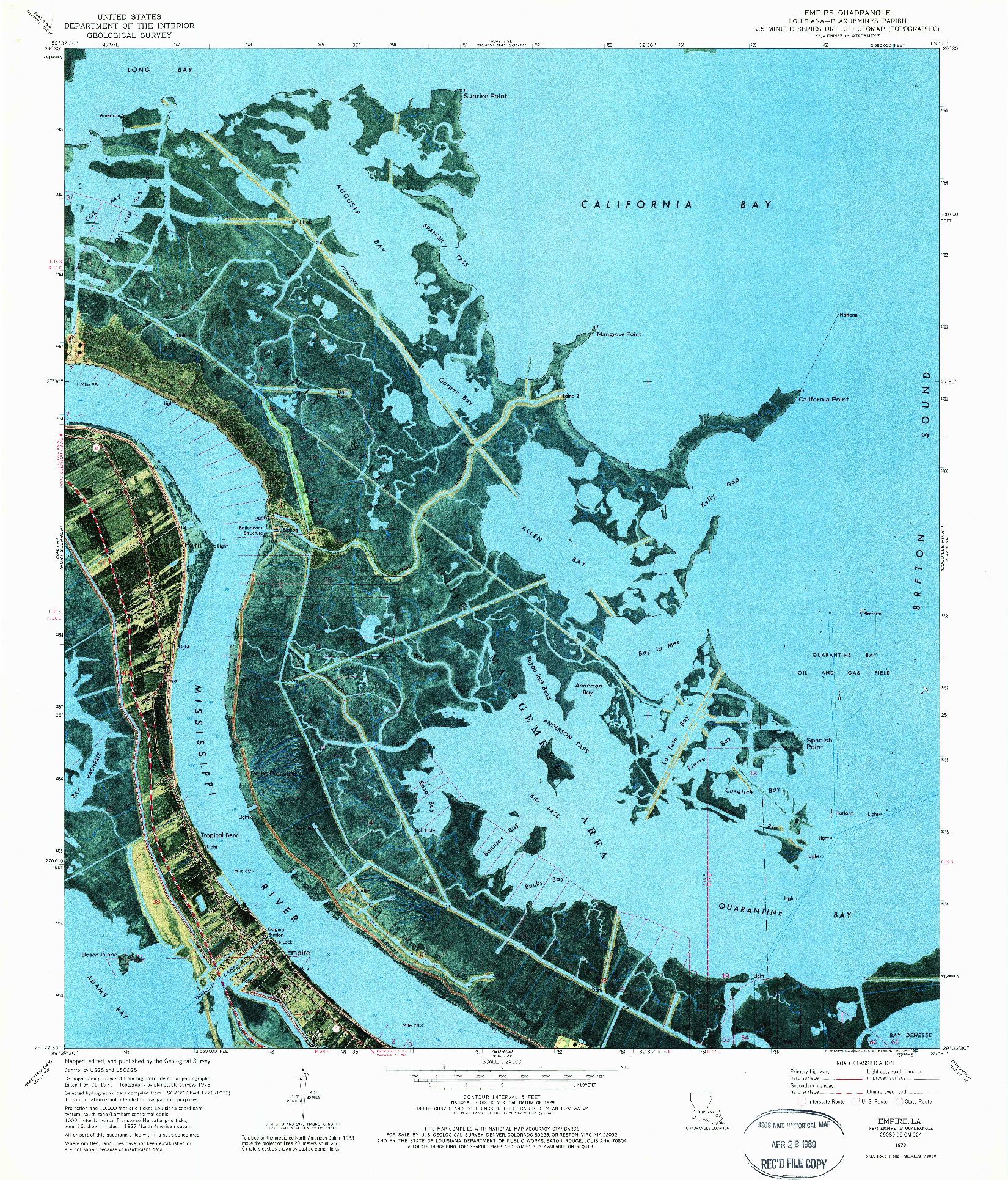 USGS 1:24000-SCALE QUADRANGLE FOR EMPIRE, LA 1973