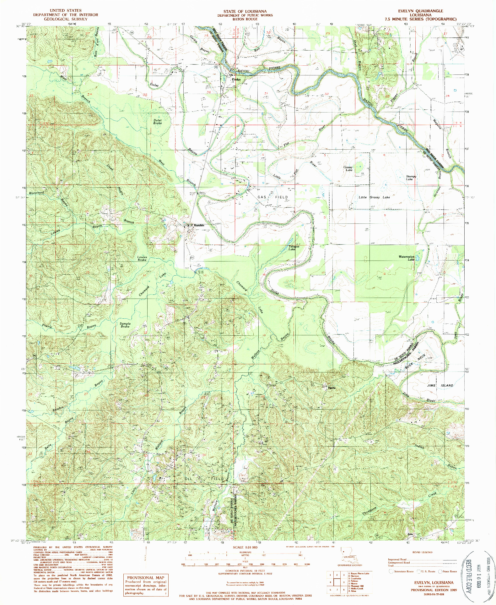 USGS 1:24000-SCALE QUADRANGLE FOR EVELYN, LA 1989