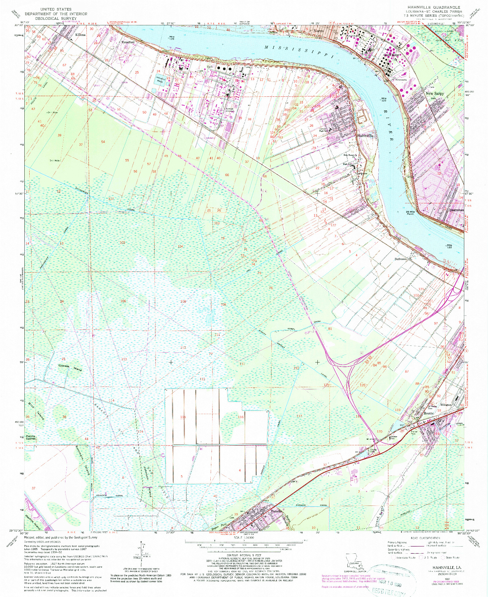 USGS 1:24000-SCALE QUADRANGLE FOR HAHNVILLE, LA 1967