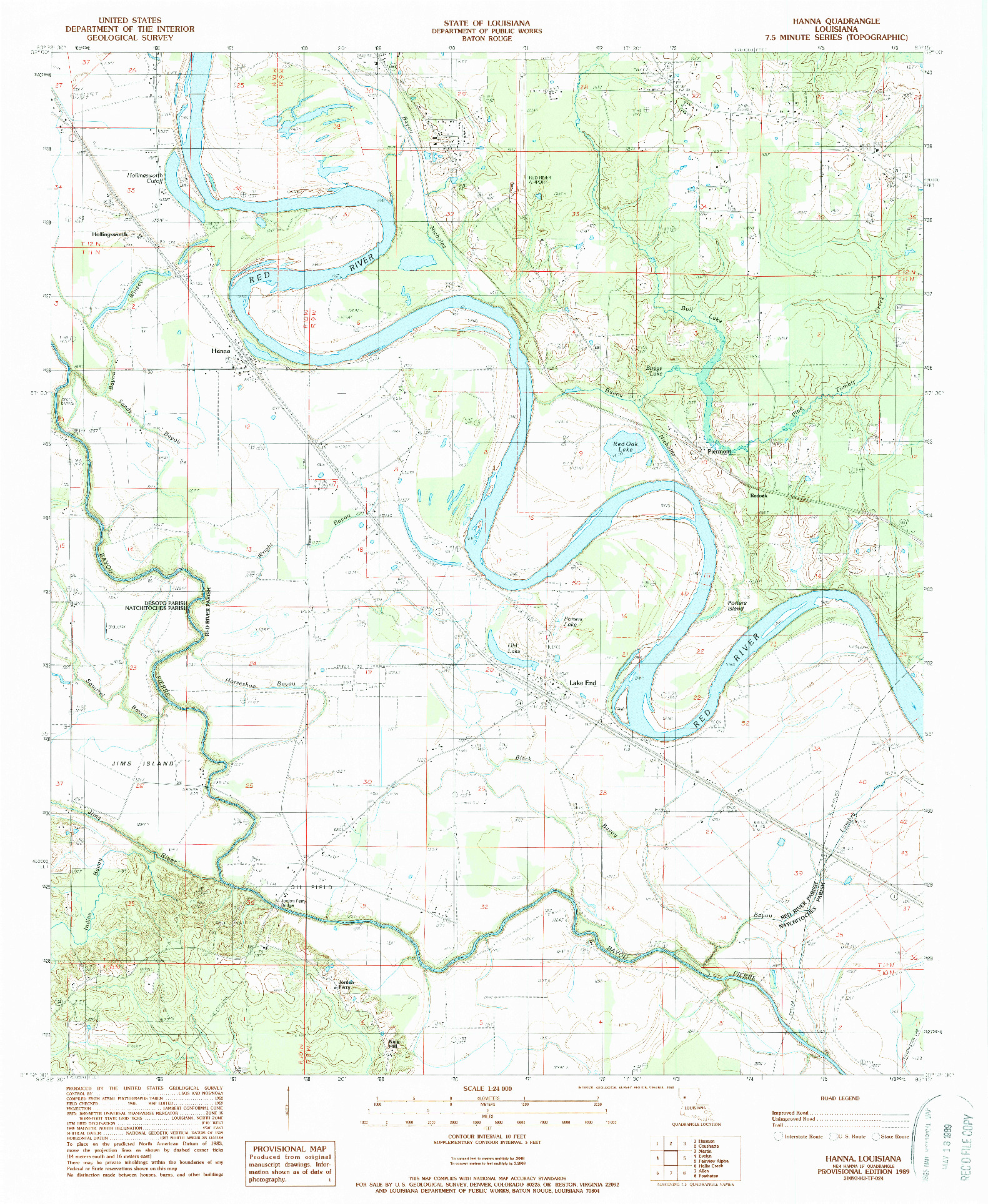 USGS 1:24000-SCALE QUADRANGLE FOR HANNA, LA 1989