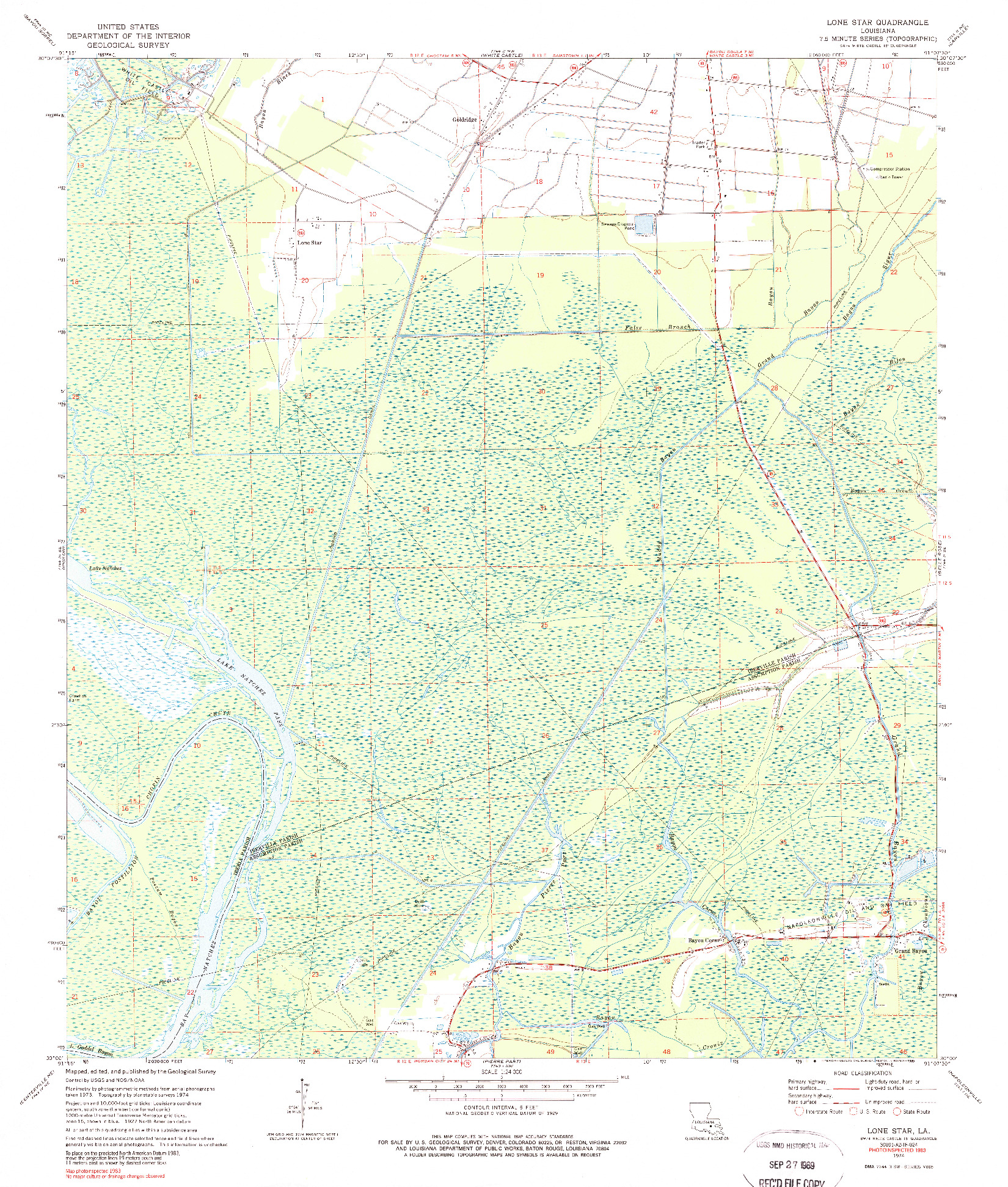 USGS 1:24000-SCALE QUADRANGLE FOR LONE STAR, LA 1974