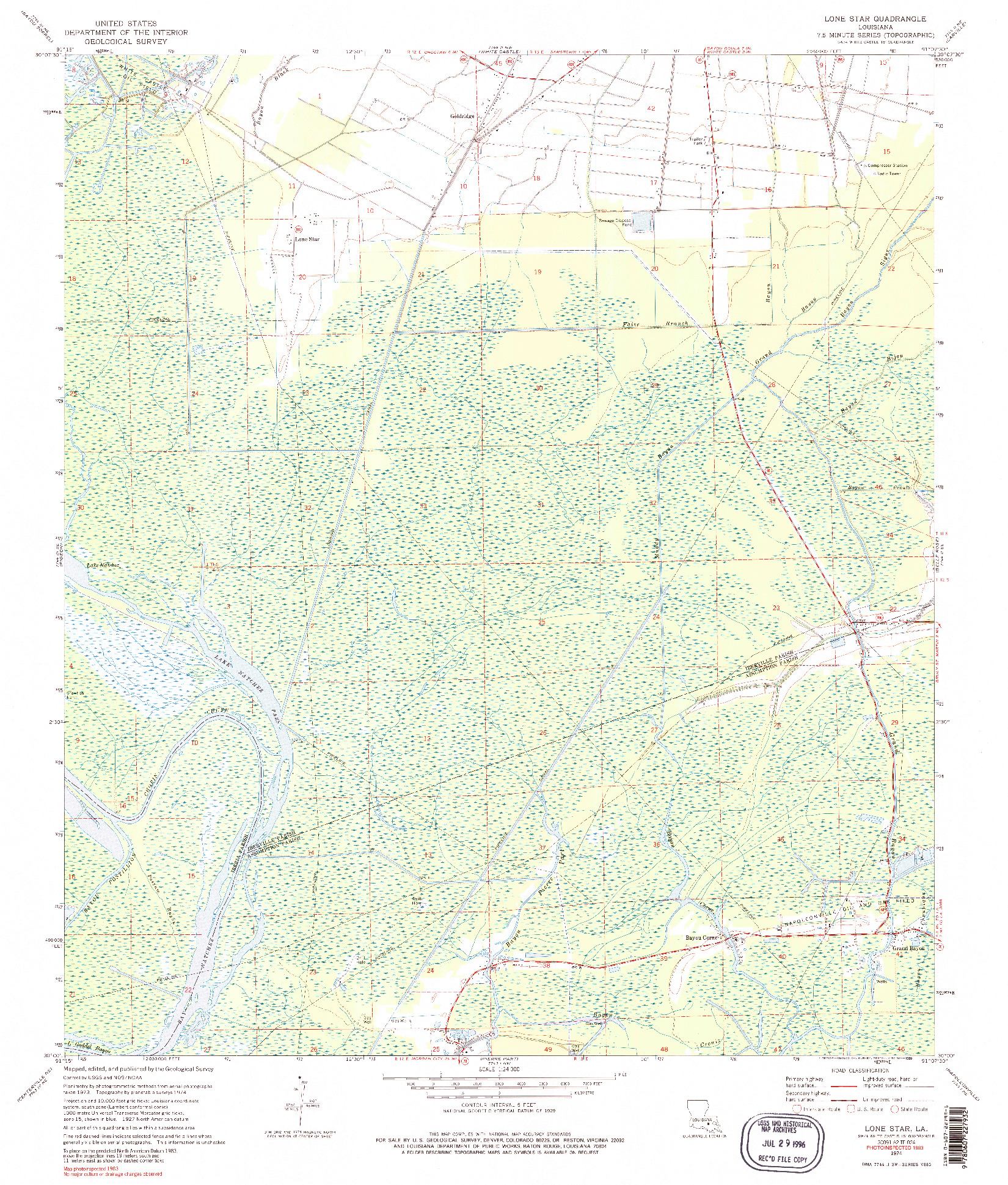 USGS 1:24000-SCALE QUADRANGLE FOR LONE STAR, LA 1974