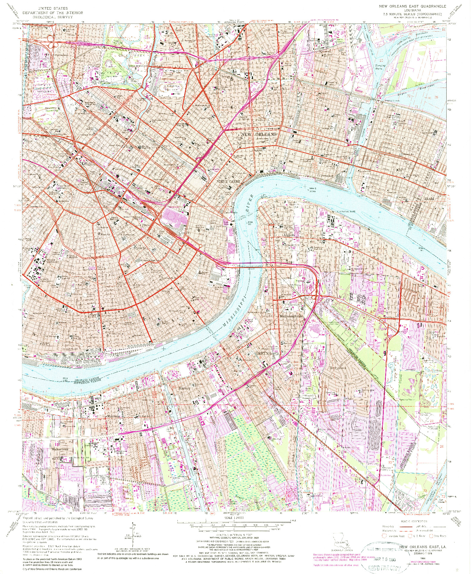 USGS 1:24000-SCALE QUADRANGLE FOR NEW ORLEANS EAST, LA 1966