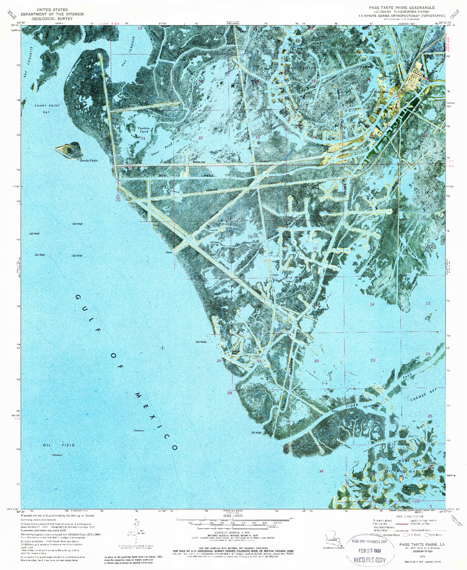 USGS 1:24000-SCALE QUADRANGLE FOR PASS TANTE PHINE, LA 1971