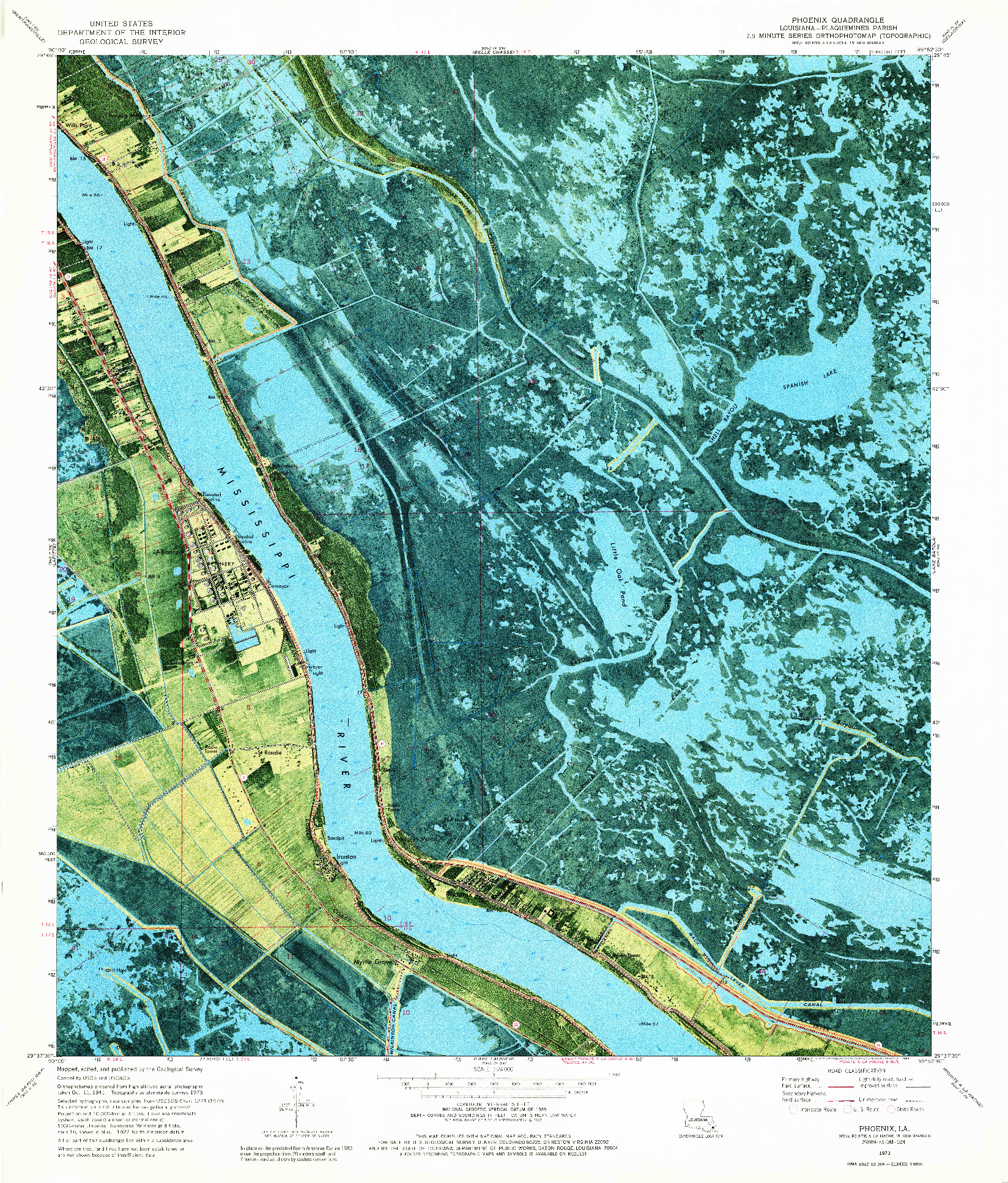 USGS 1:24000-SCALE QUADRANGLE FOR PHOENIX, LA 1973