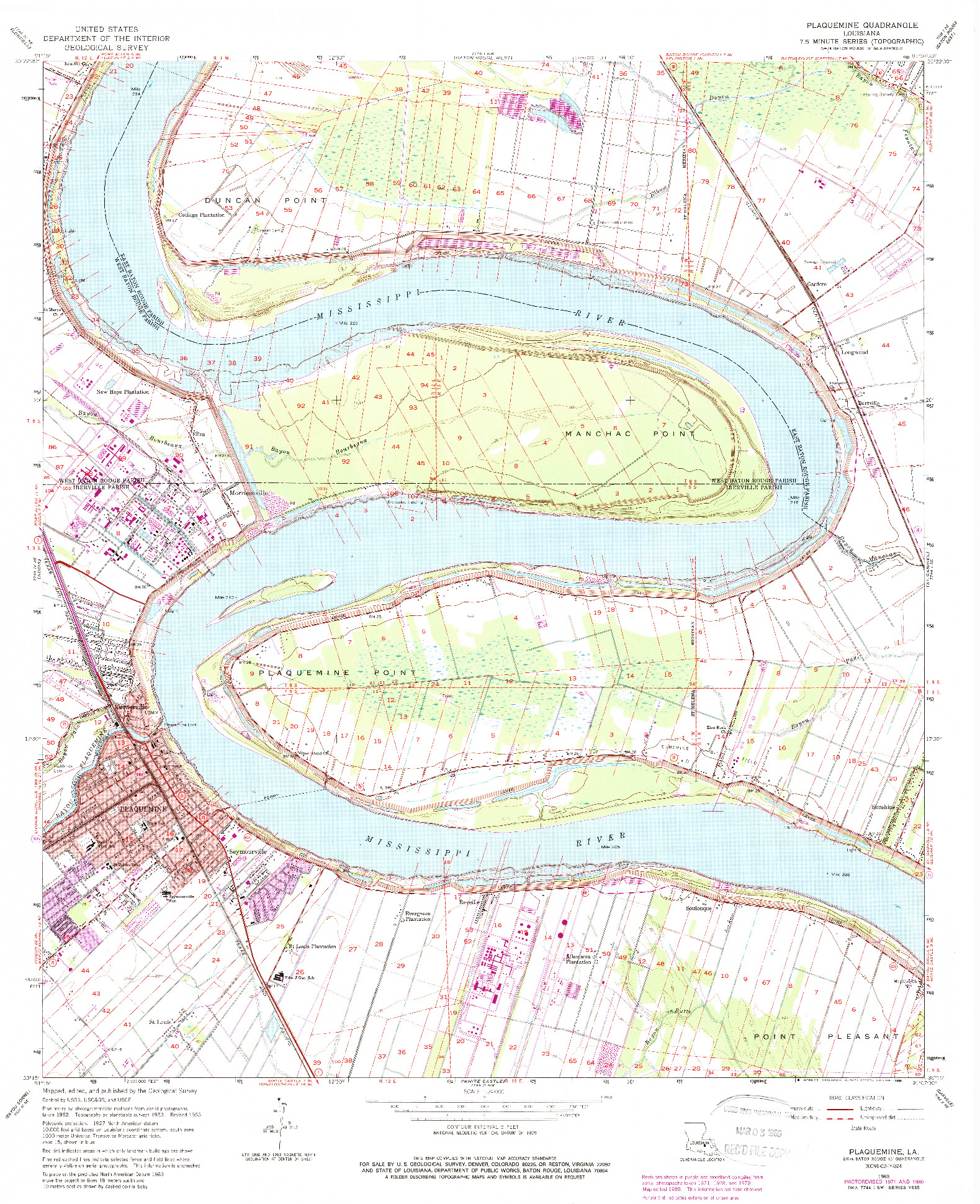 USGS 1:24000-SCALE QUADRANGLE FOR PLAQUEMINE, LA 1963