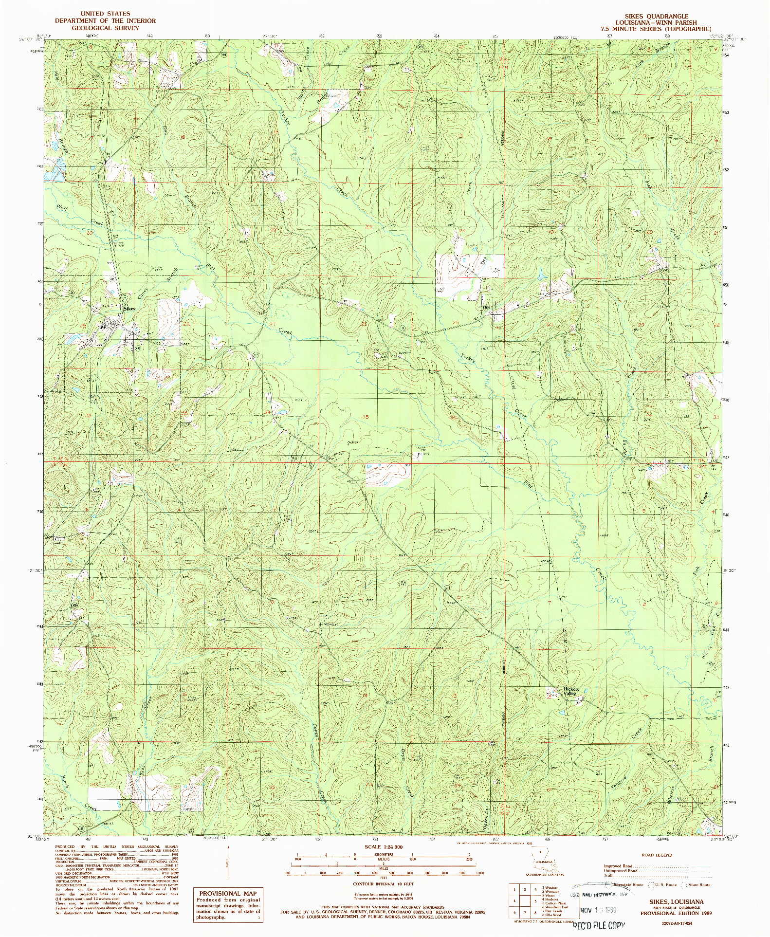 USGS 1:24000-SCALE QUADRANGLE FOR SIKES, LA 1989