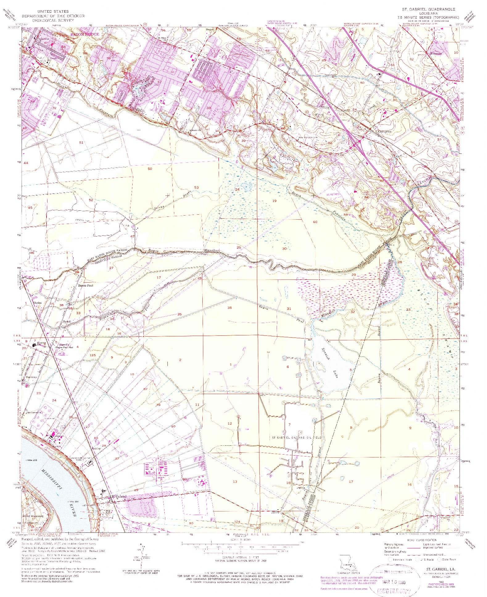 USGS 1:24000-SCALE QUADRANGLE FOR ST. GABRIEL, LA 1963