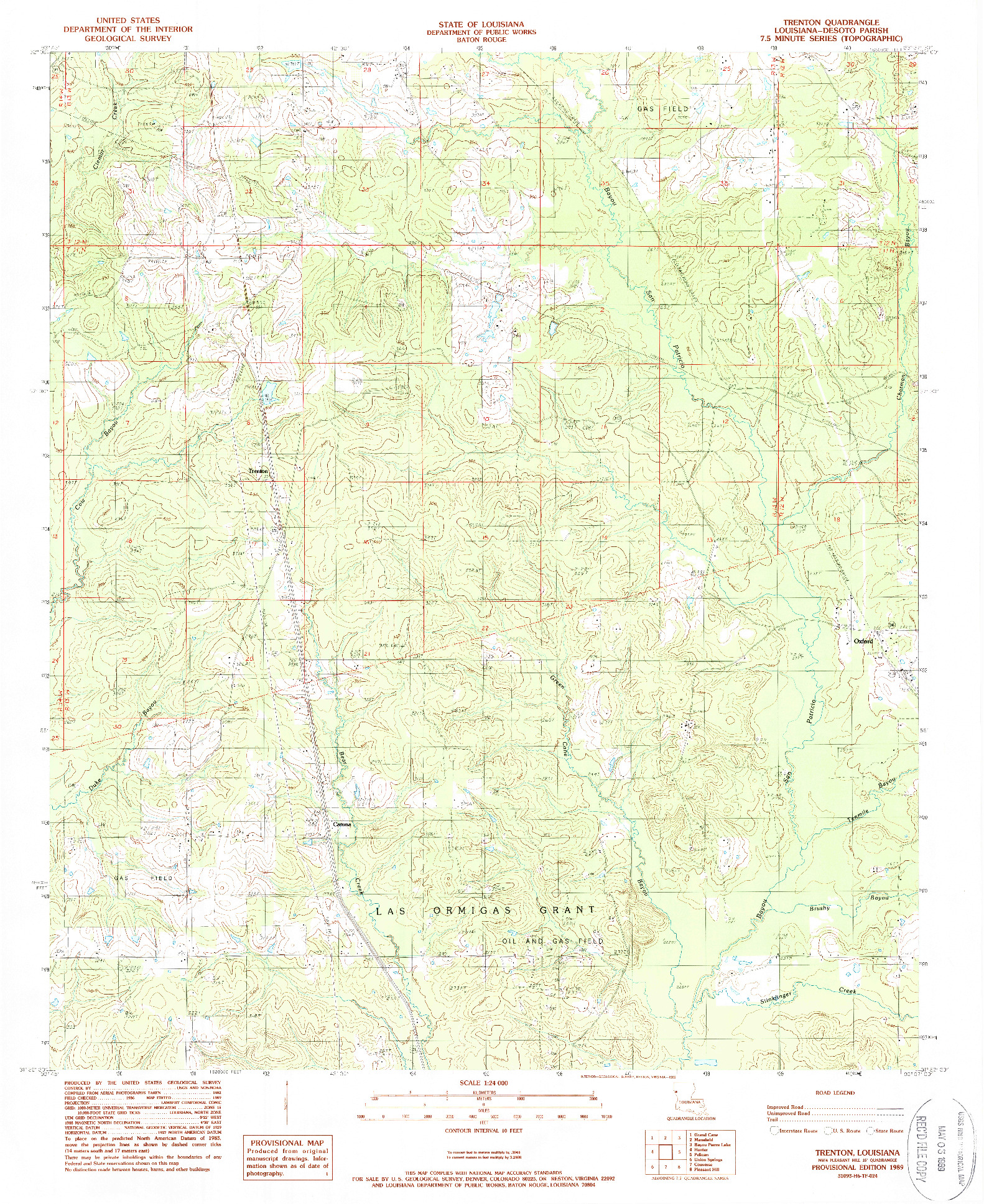 USGS 1:24000-SCALE QUADRANGLE FOR TRENTON, LA 1989