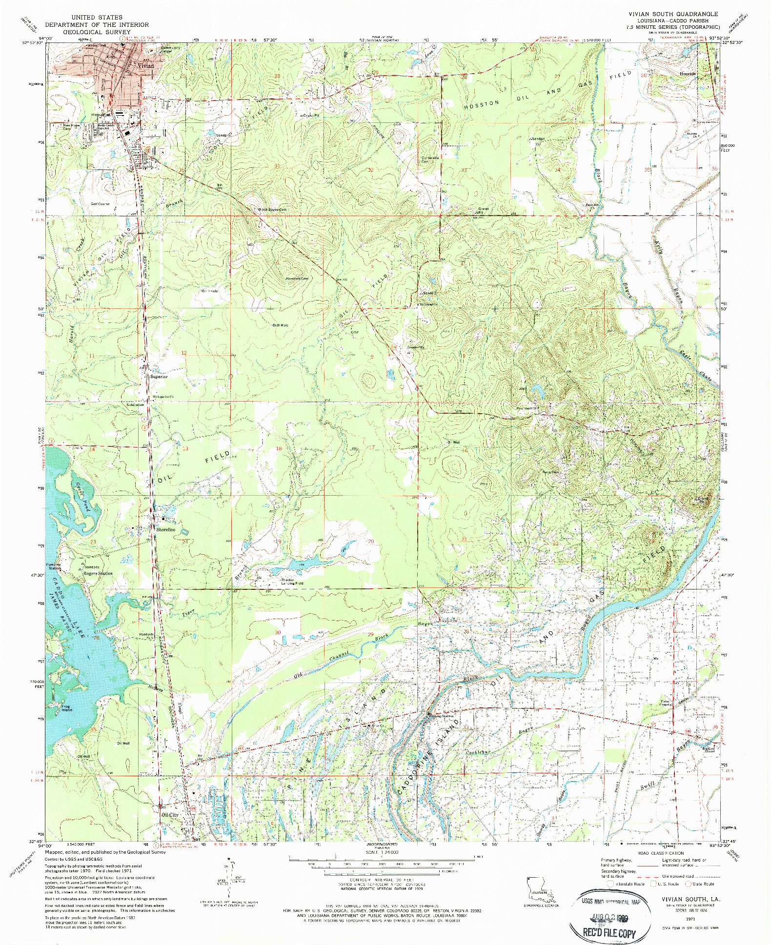 USGS 1:24000-SCALE QUADRANGLE FOR VIVIAN SOUTH, LA 1971