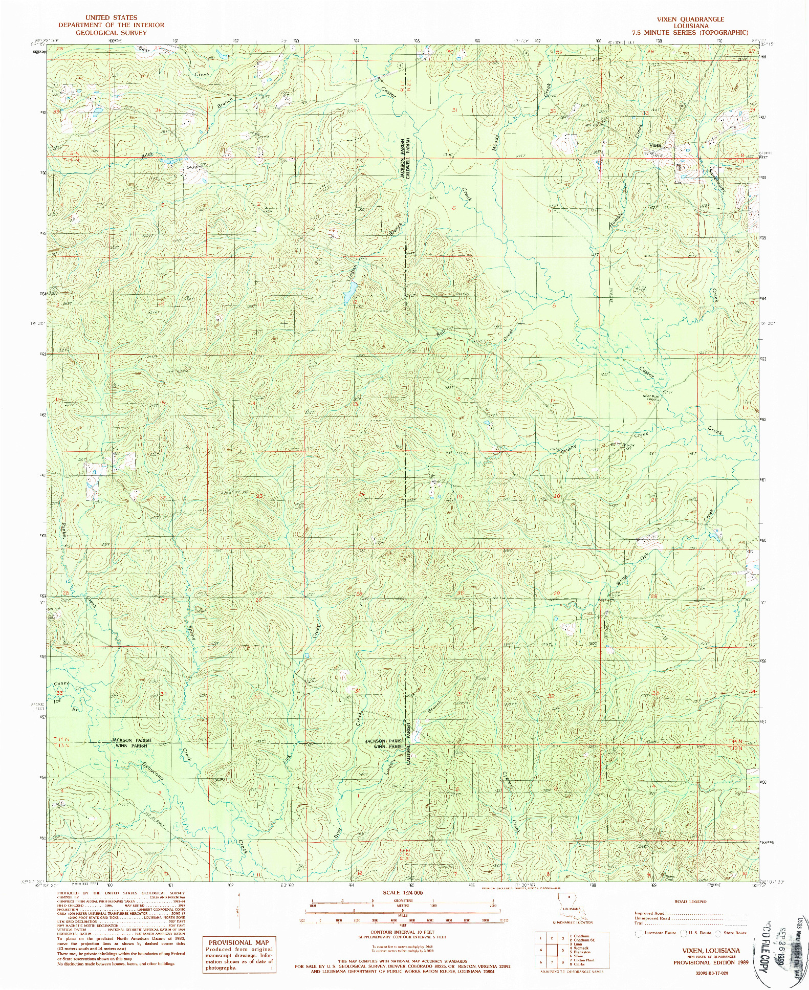 USGS 1:24000-SCALE QUADRANGLE FOR VIXEN, LA 1989