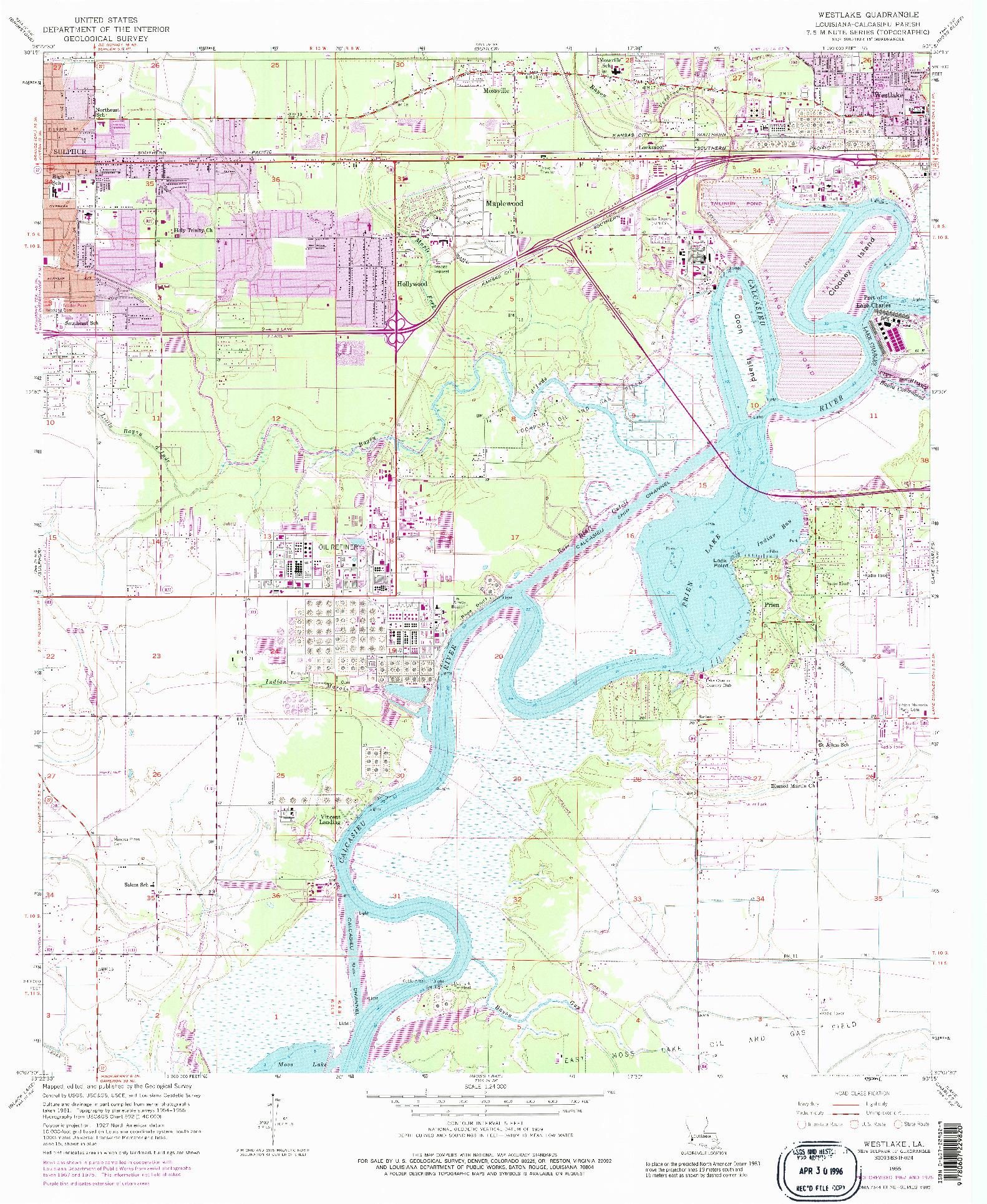 USGS 1:24000-SCALE QUADRANGLE FOR WESTLAKE, LA 1955