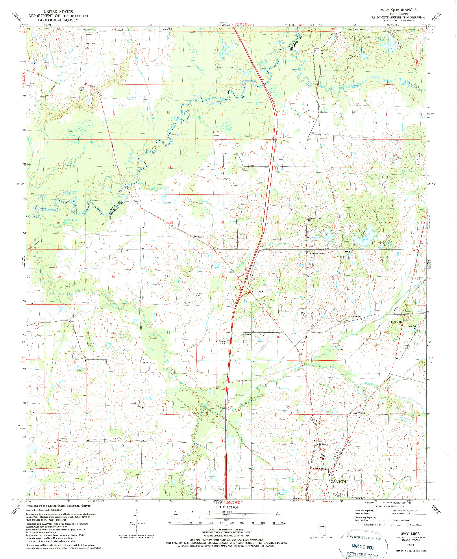 USGS 1:24000-SCALE QUADRANGLE FOR WAY, MS 1989