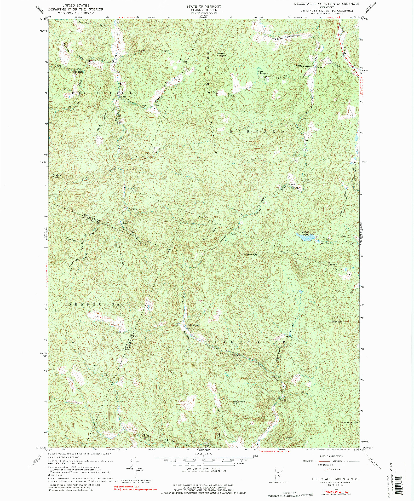 USGS 1:24000-SCALE QUADRANGLE FOR DELECTABLE MOUNTAIN, VT 1966