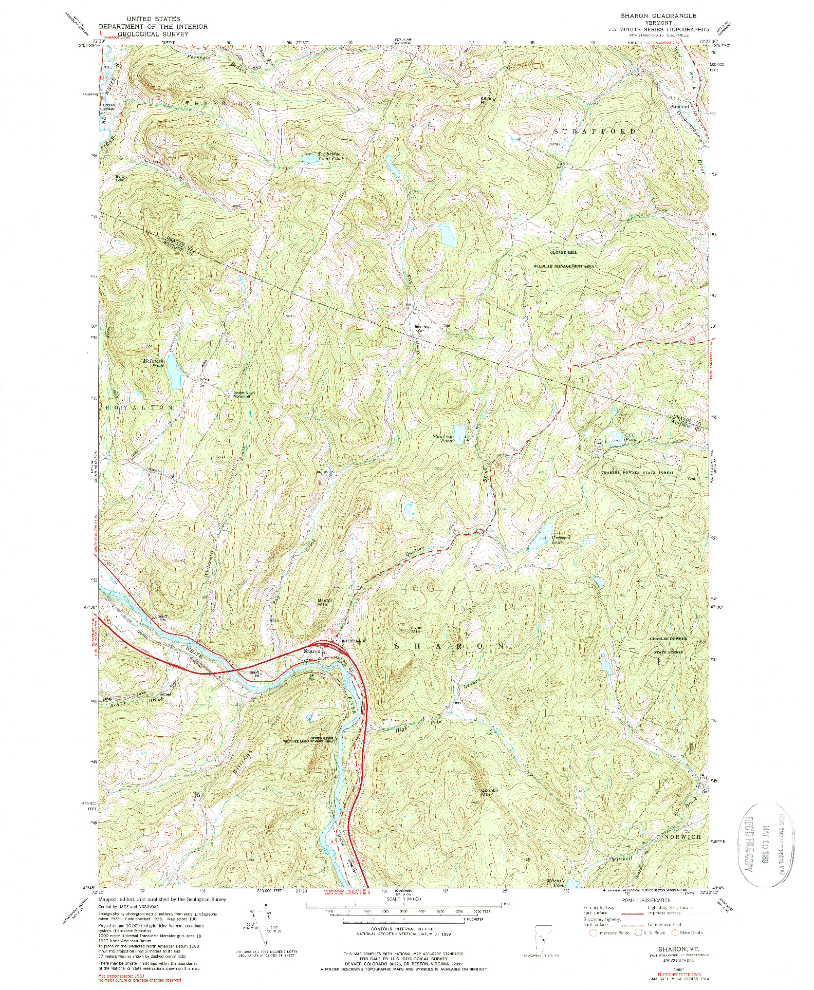 USGS 1:24000-SCALE QUADRANGLE FOR SHARON, VT 1981