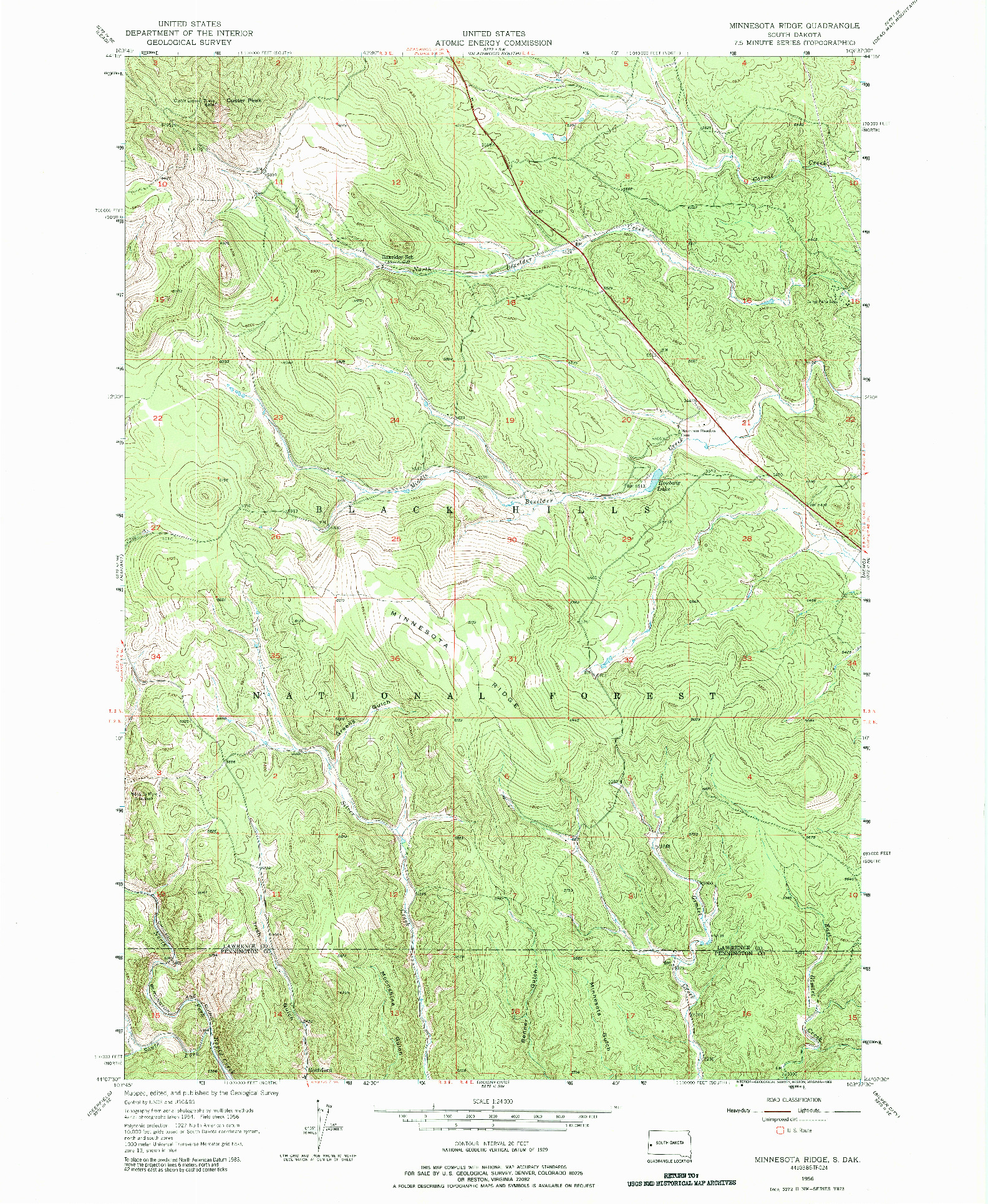 USGS 1:24000-SCALE QUADRANGLE FOR MINNESOTA RIDGE, SD 1956