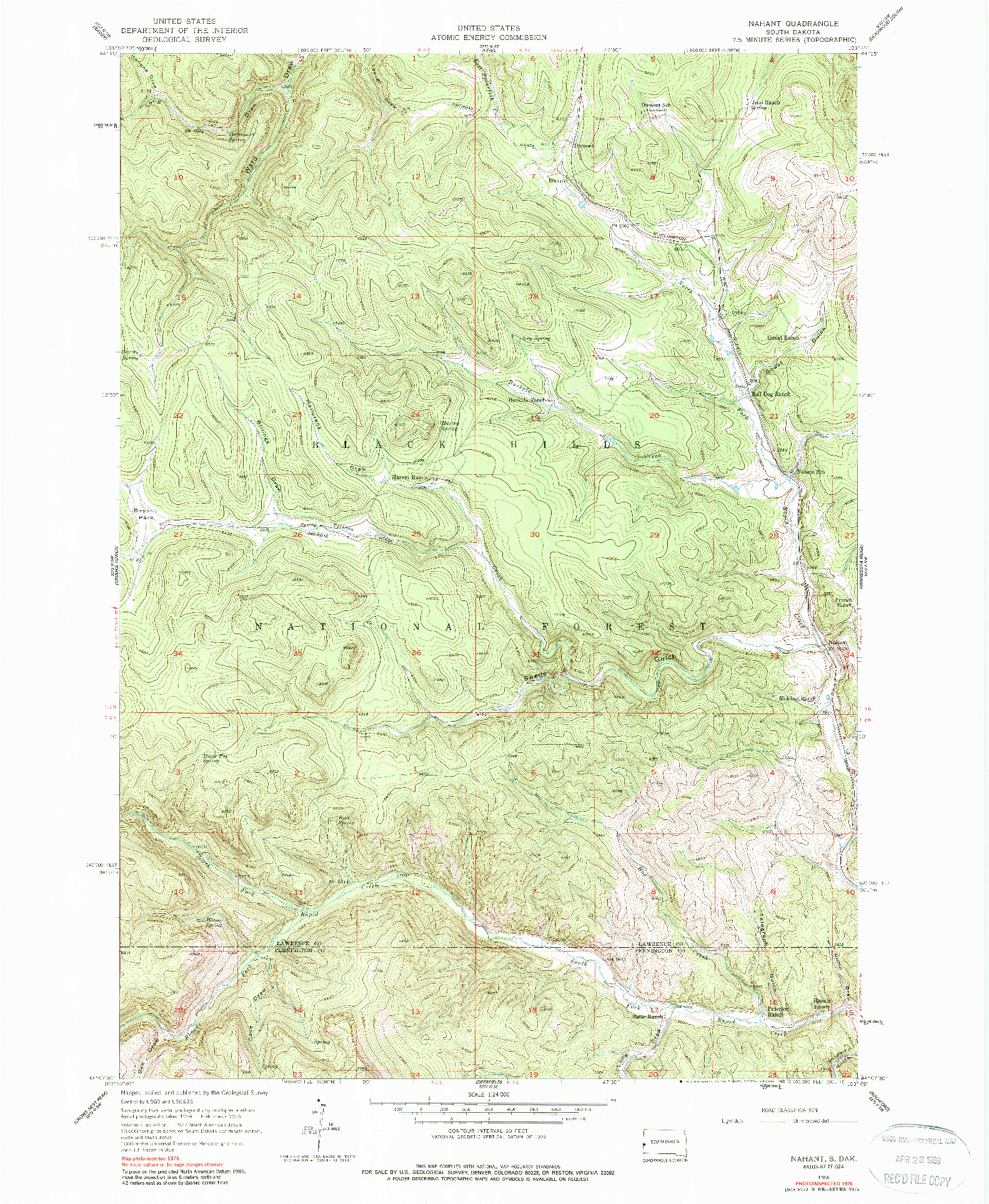 USGS 1:24000-SCALE QUADRANGLE FOR NAHANT, SD 1956