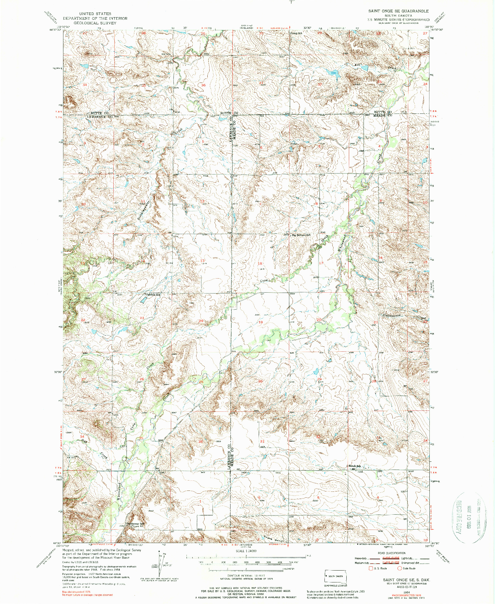 USGS 1:24000-SCALE QUADRANGLE FOR SAINT ONGE SE, SD 1954