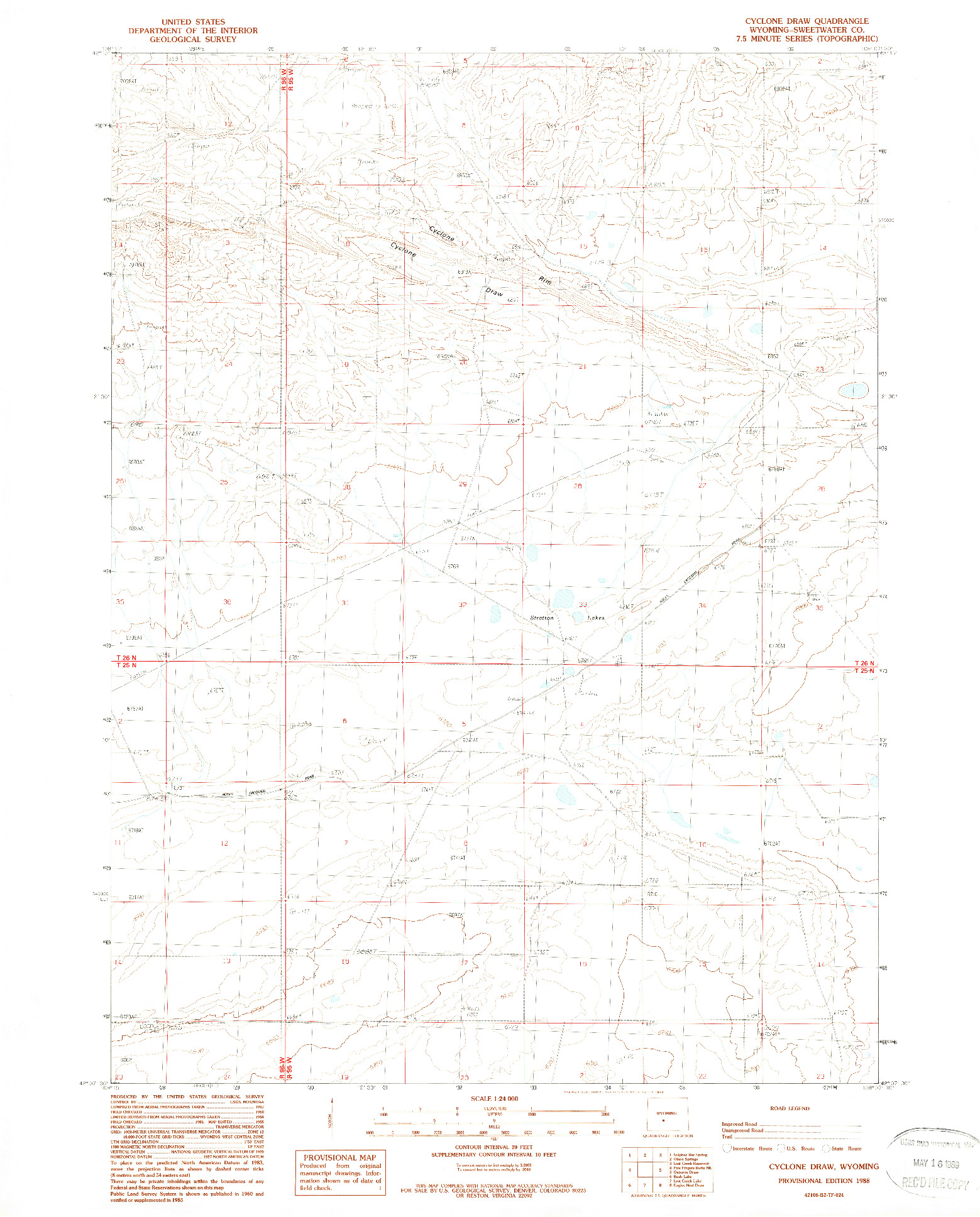 USGS 1:24000-SCALE QUADRANGLE FOR CYCLONE DRAW, WY 1988