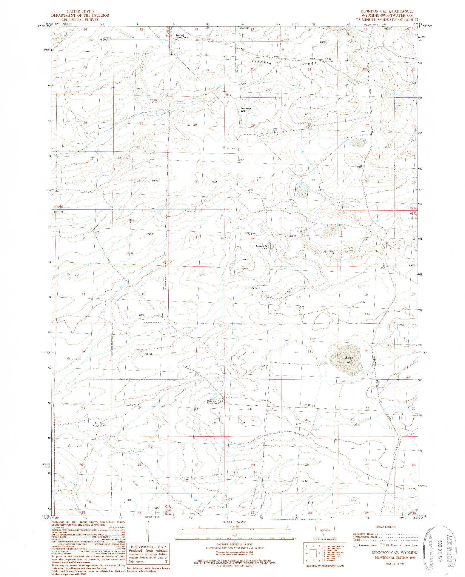 USGS 1:24000-SCALE QUADRANGLE FOR DENNISON CAP, WY 1989