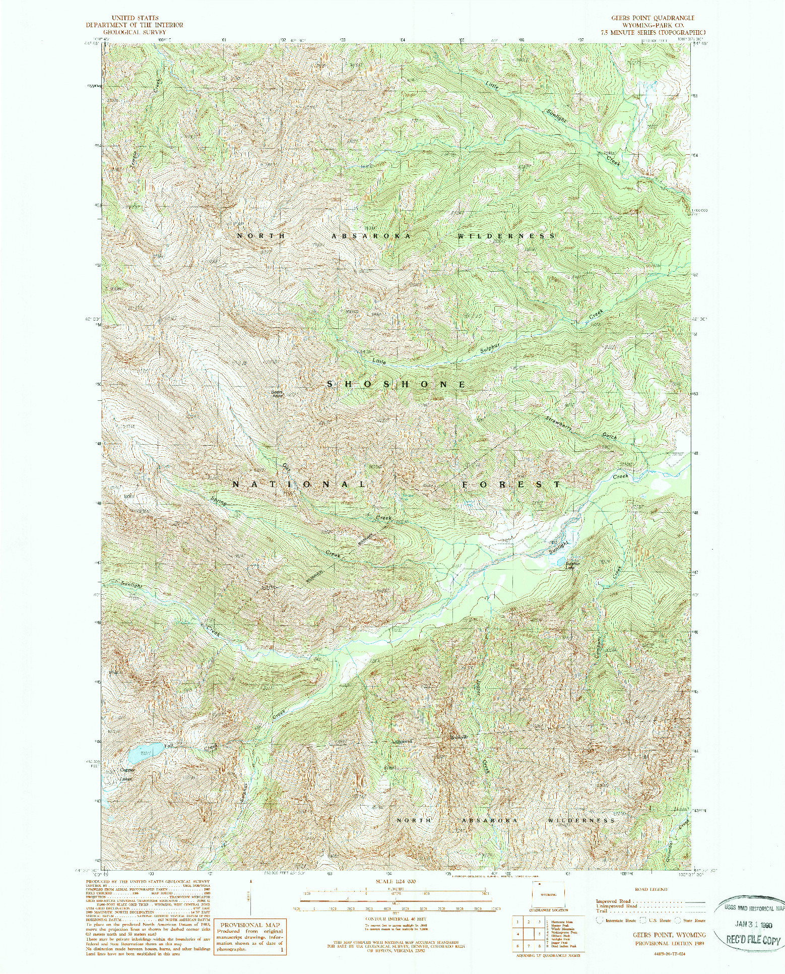 USGS 1:24000-SCALE QUADRANGLE FOR GEERS POINT, WY 1989