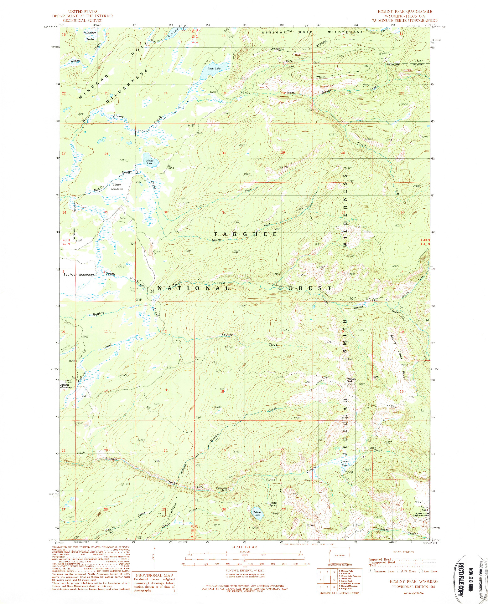 USGS 1:24000-SCALE QUADRANGLE FOR HOMINY PEAK, WY 1989