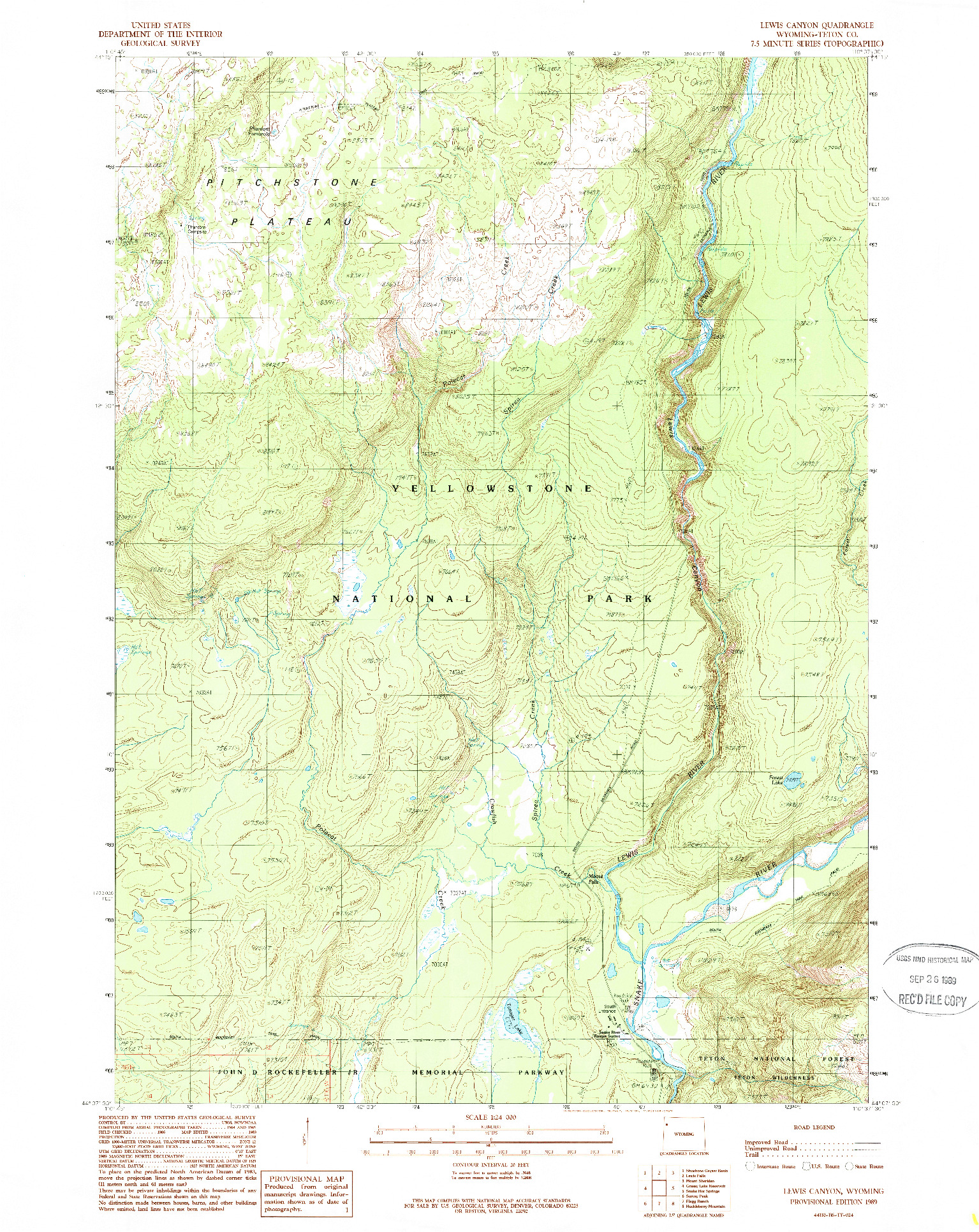 USGS 1:24000-SCALE QUADRANGLE FOR LEWIS CANYON, WY 1989