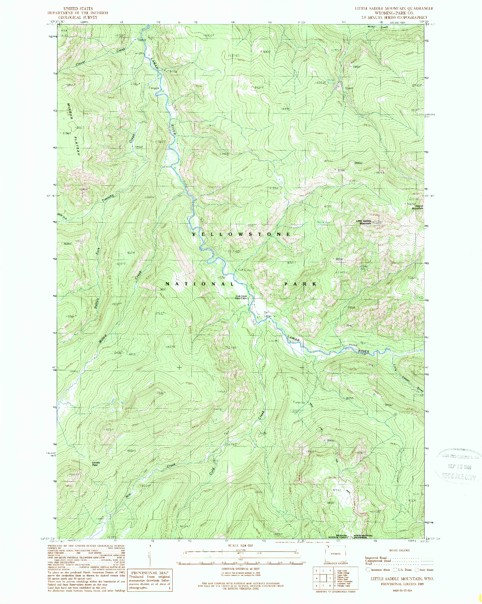 USGS 1:24000-SCALE QUADRANGLE FOR LITTLE SADDLE MOUNTAIN, WY 1989