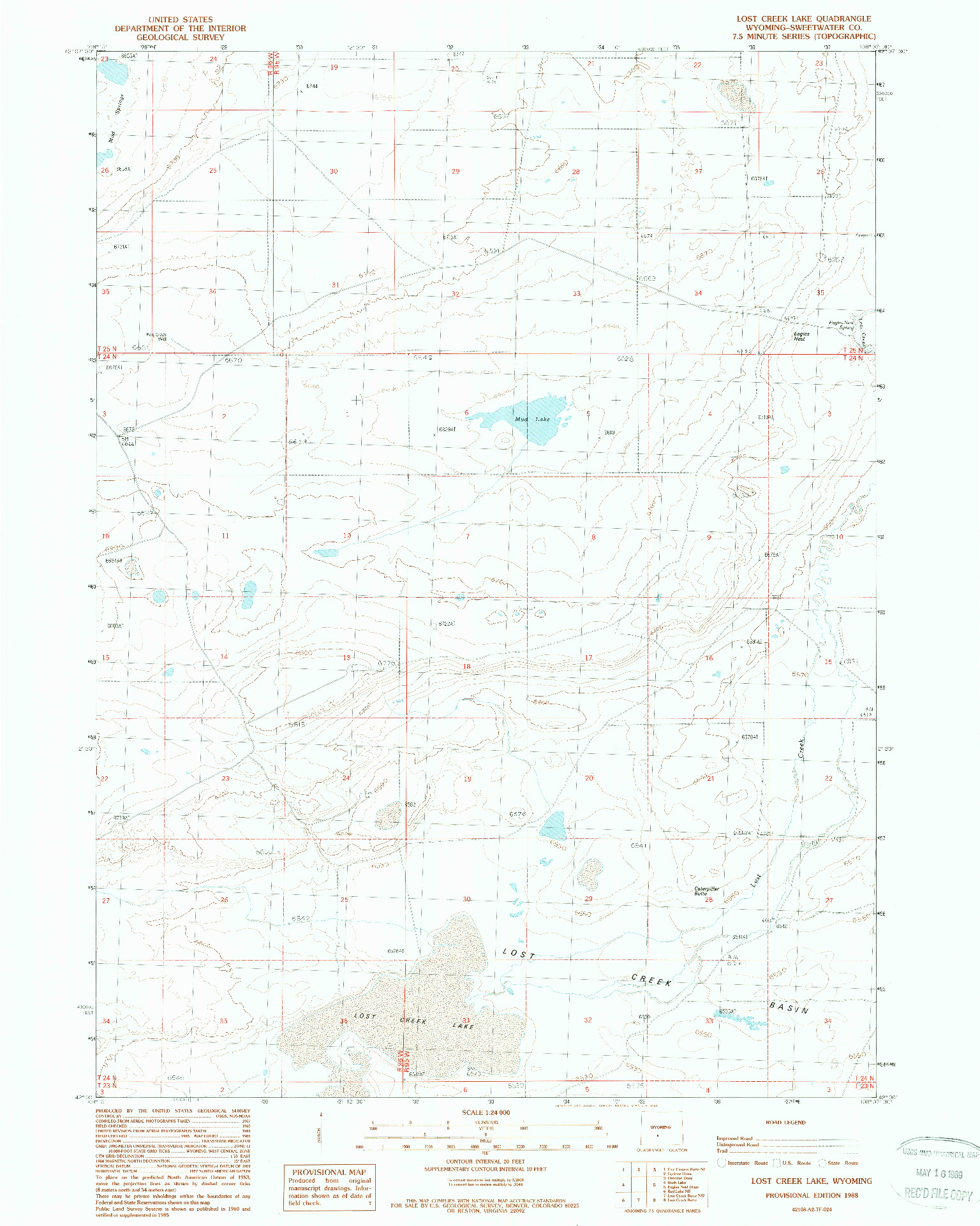 USGS 1:24000-SCALE QUADRANGLE FOR LOST CREEK LAKE, WY 1988
