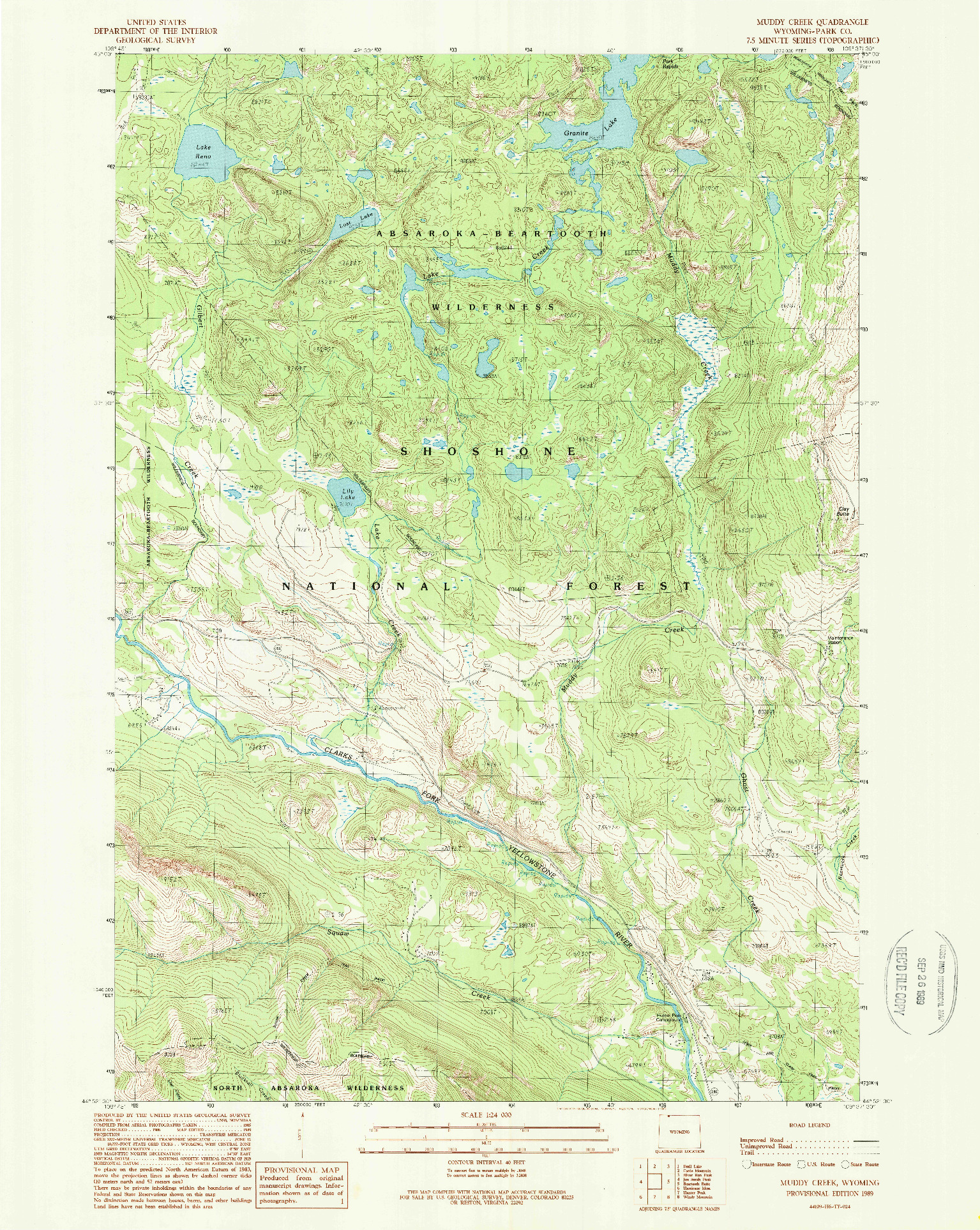 USGS 1:24000-SCALE QUADRANGLE FOR MUDDY CREEK, WY 1989