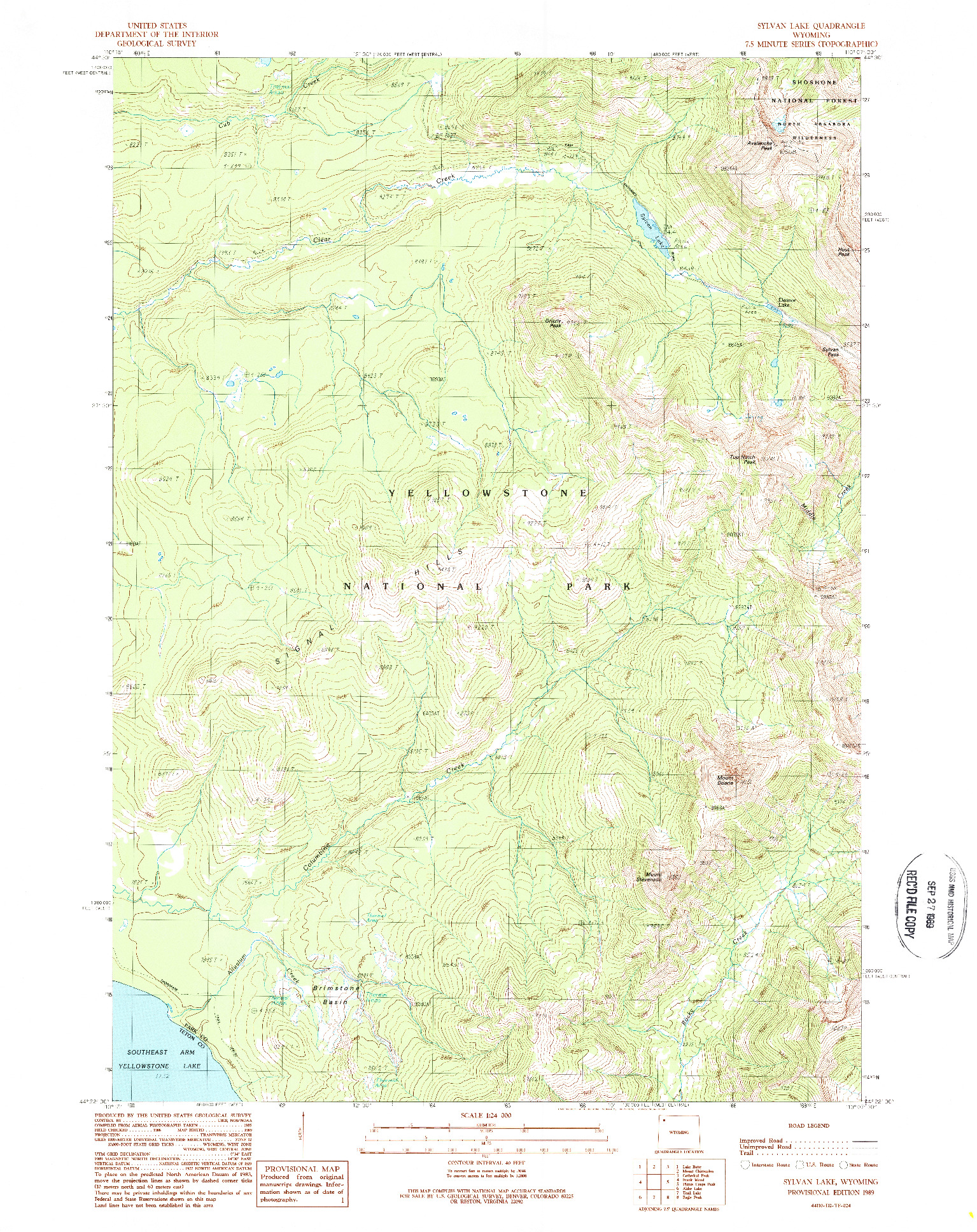 USGS 1:24000-SCALE QUADRANGLE FOR SYLVAN LAKE, WY 1989