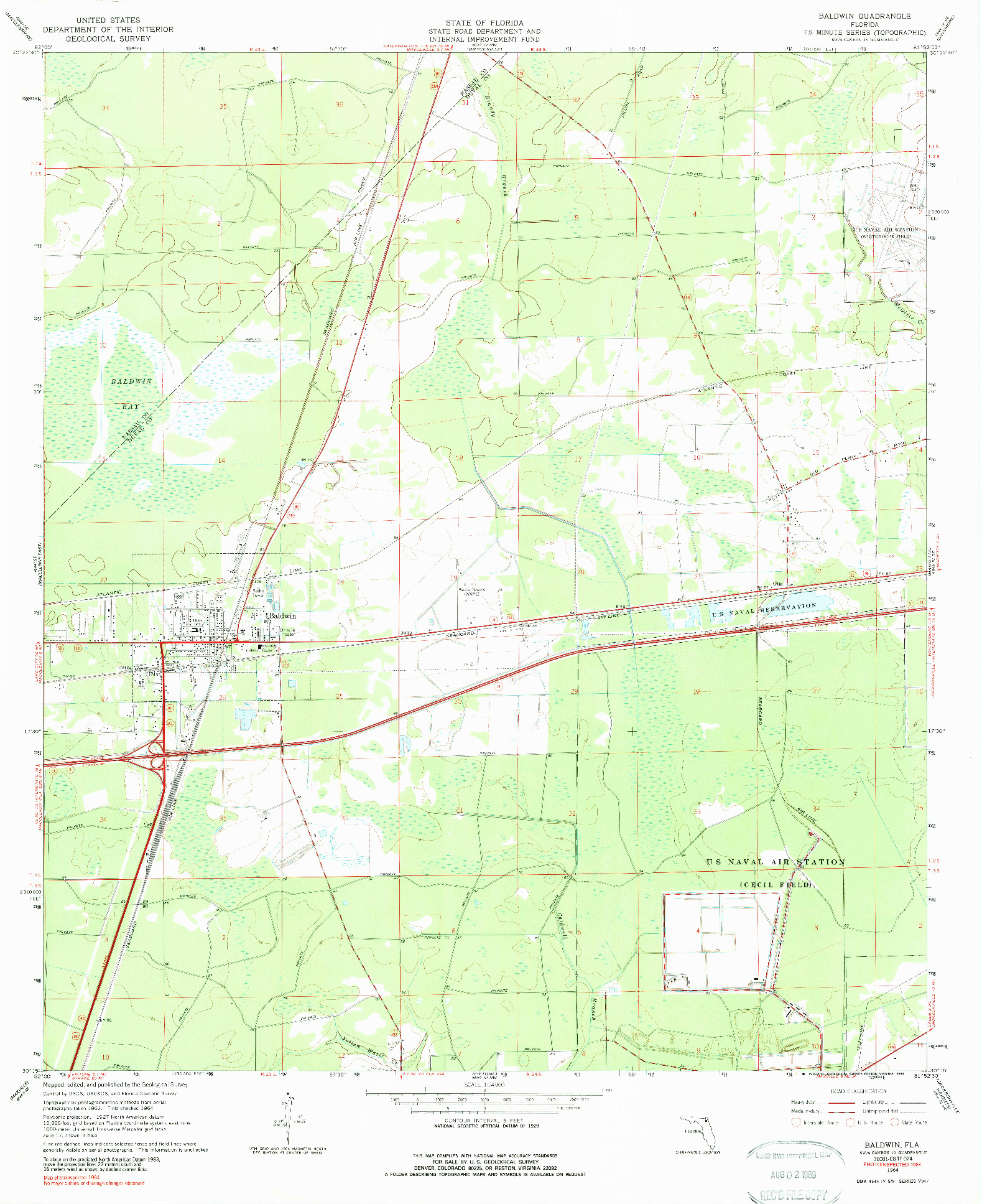 USGS 1:24000-SCALE QUADRANGLE FOR BALDWIN, FL 1964