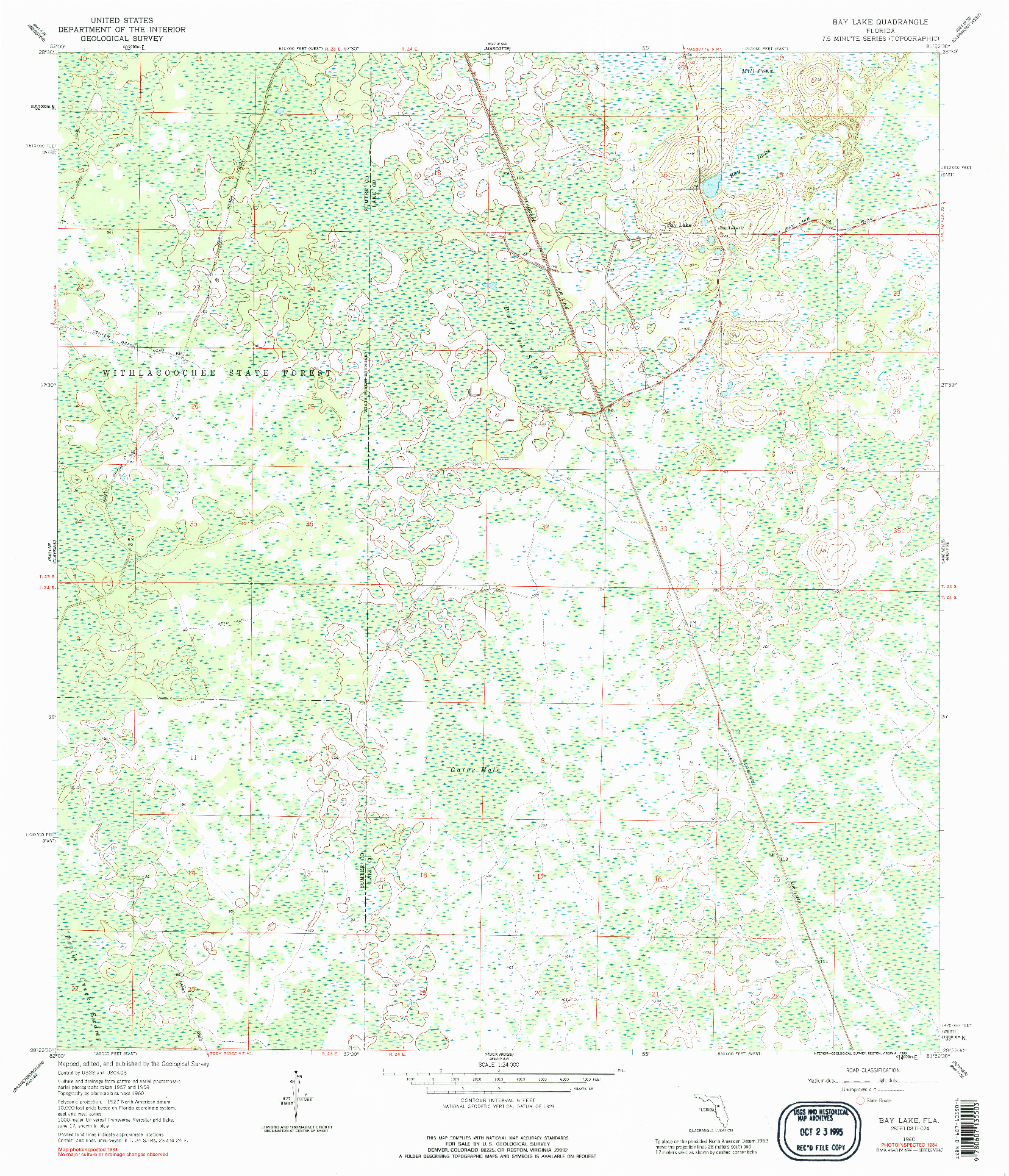 USGS 1:24000-SCALE QUADRANGLE FOR BAY LAKE, FL 1960