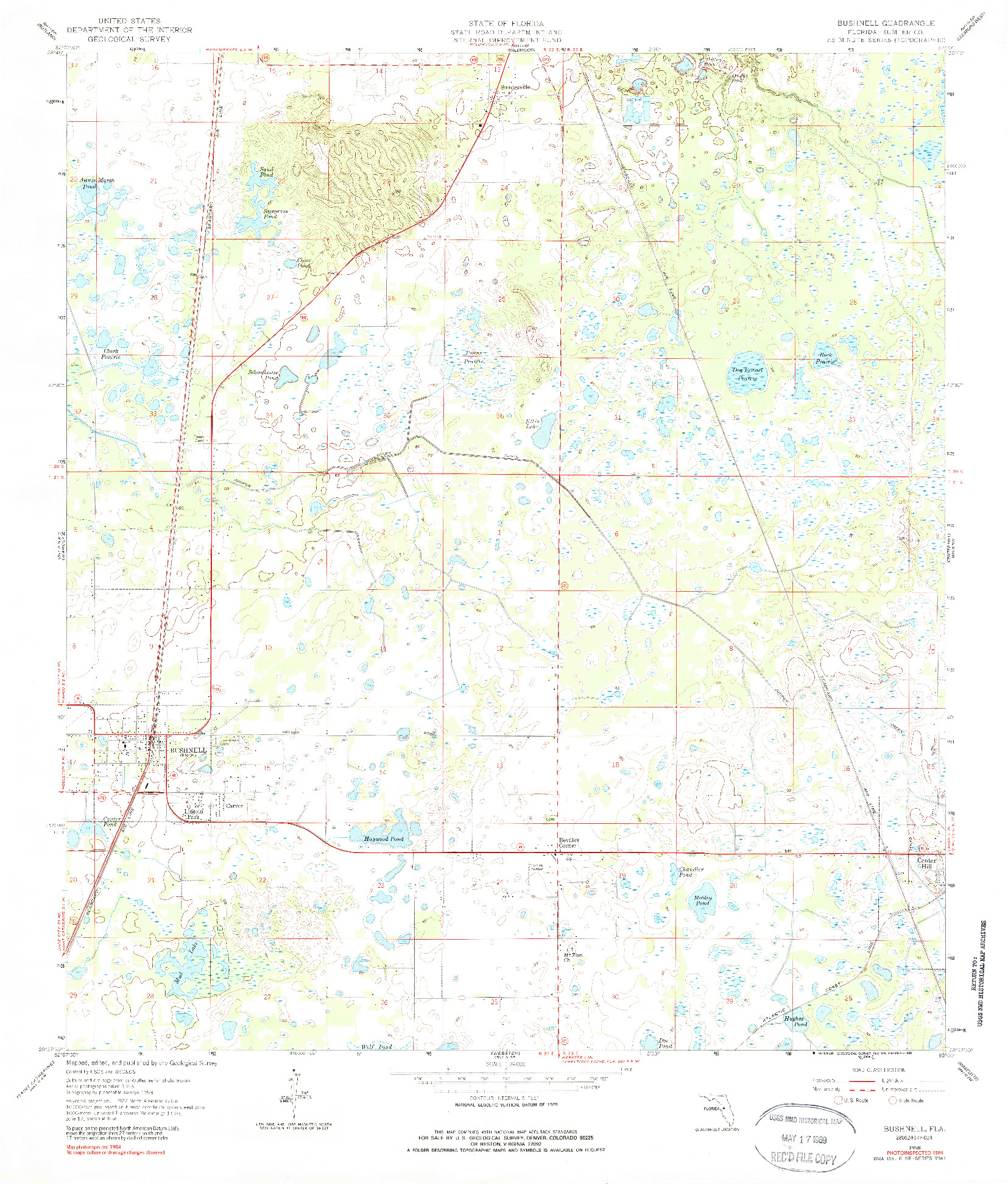 USGS 1:24000-SCALE QUADRANGLE FOR BUSHNELL, FL 1958