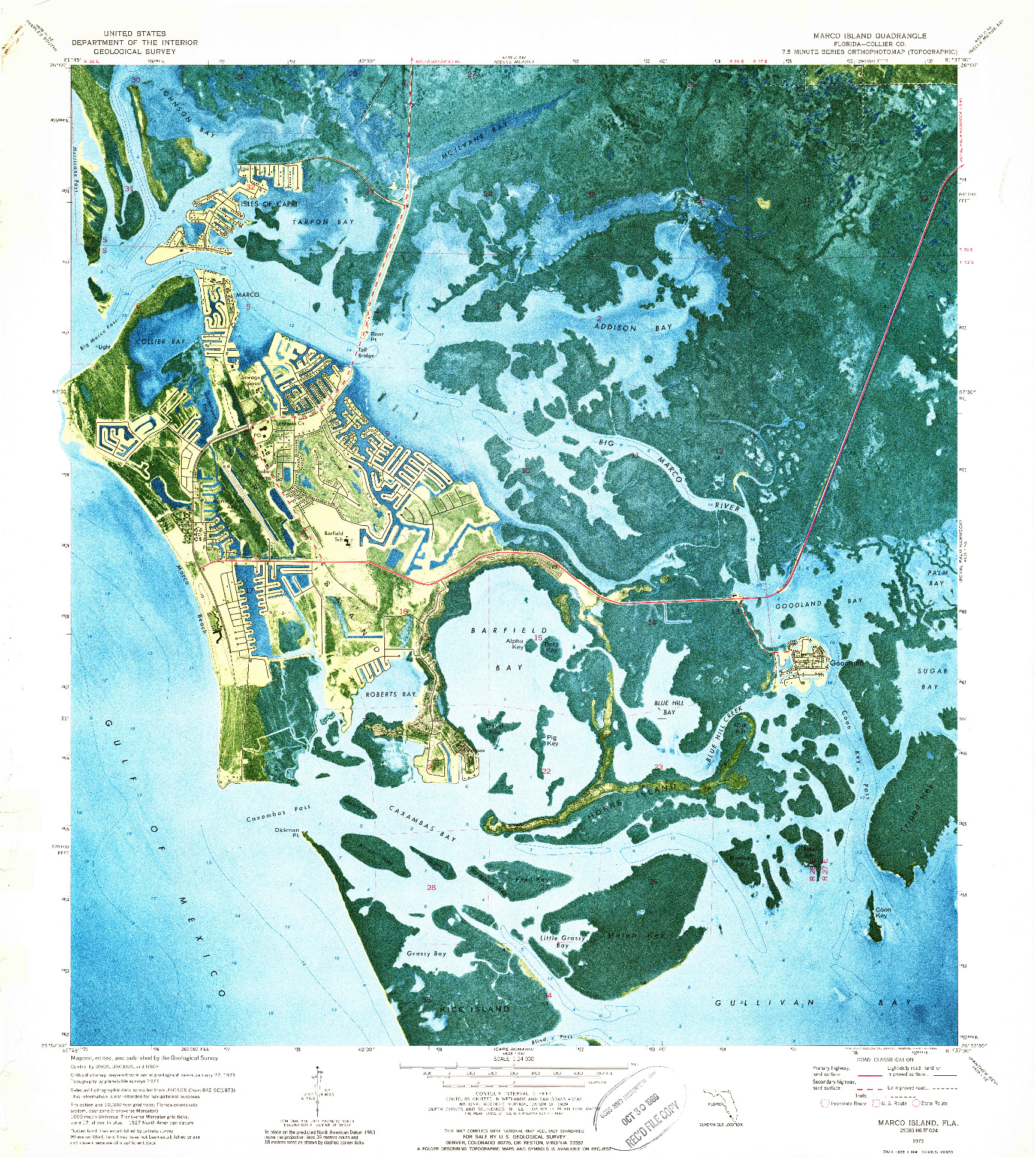 USGS 1:24000-SCALE QUADRANGLE FOR MARCO ISLAND, FL 1973