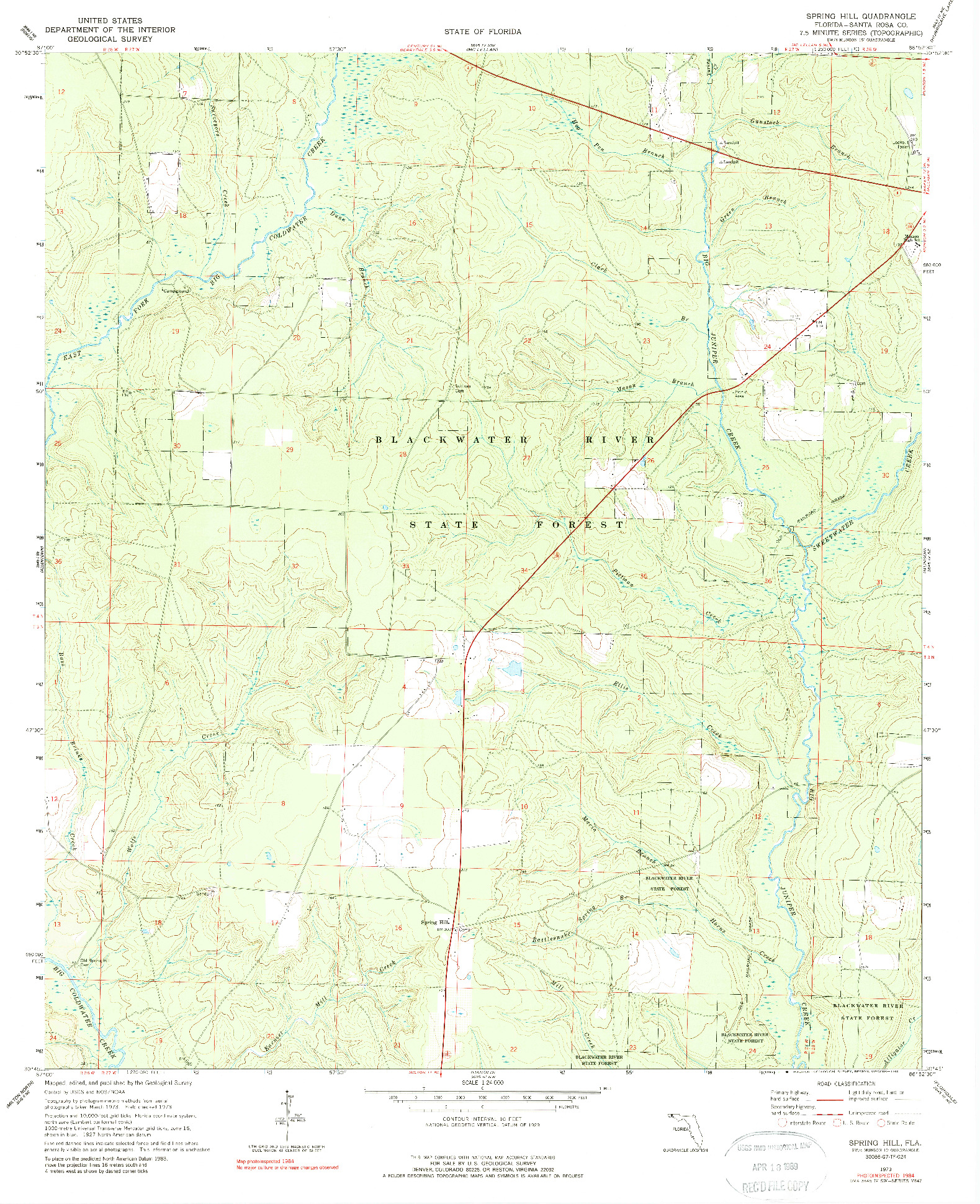 USGS 1:24000-SCALE QUADRANGLE FOR SPRING HILL, FL 1973