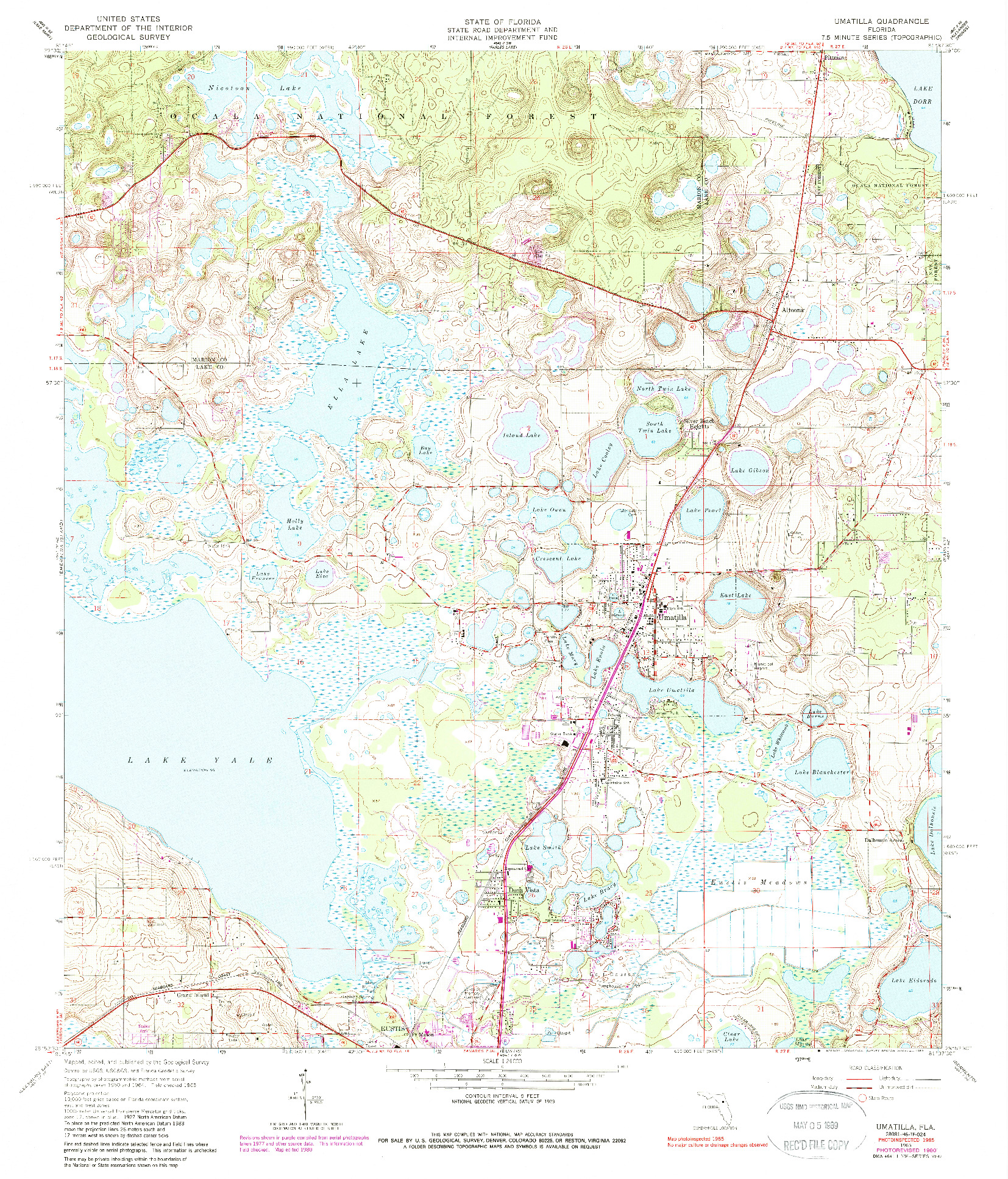 USGS 1:24000-SCALE QUADRANGLE FOR UMATILLA, FL 1965