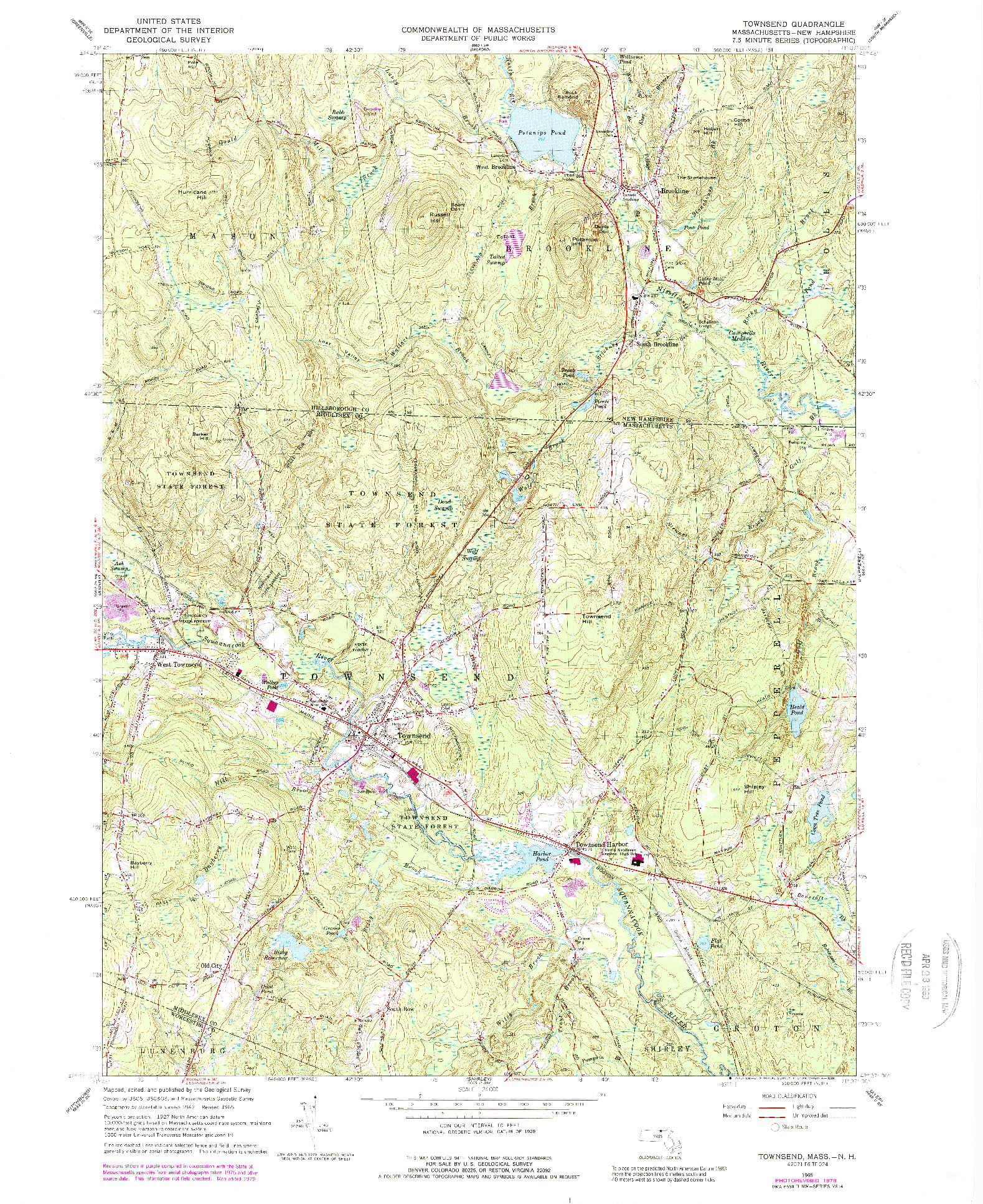 USGS 1:24000-SCALE QUADRANGLE FOR TOWNSEND, MA 1965