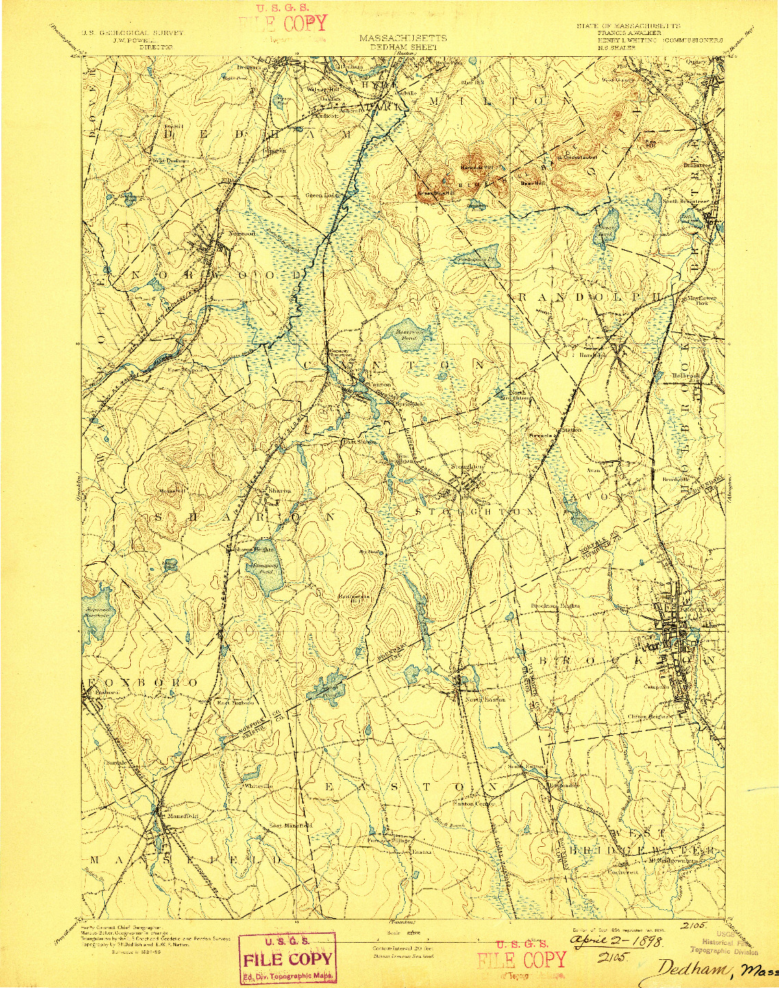 USGS 1:62500-SCALE QUADRANGLE FOR DEDHAM, MA 1894