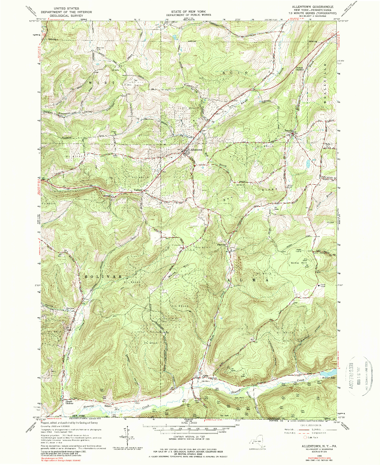USGS 1:24000-SCALE QUADRANGLE FOR ALLENTOWN, NY 1965