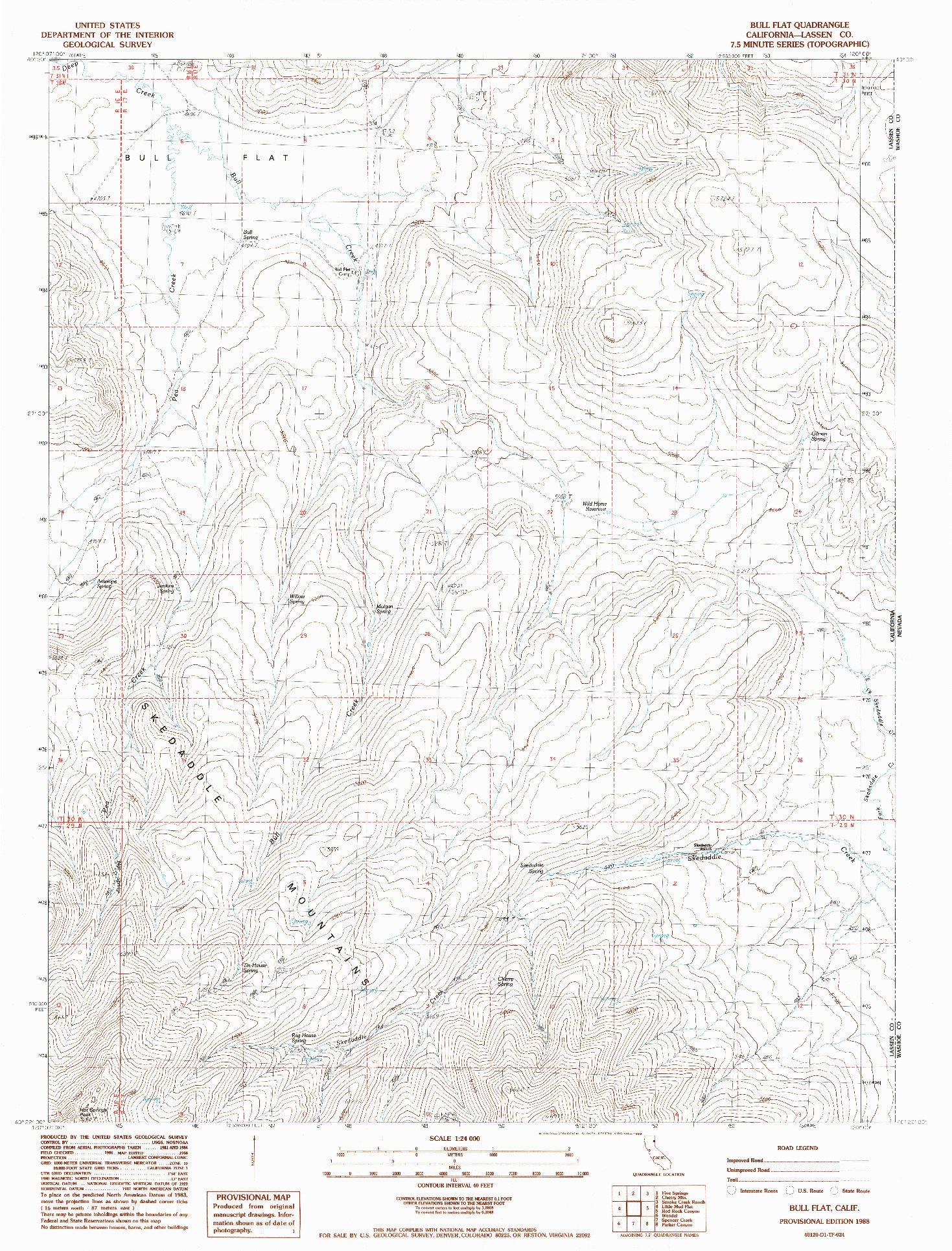 USGS 1:24000-SCALE QUADRANGLE FOR BULL FLAT, CA 1988