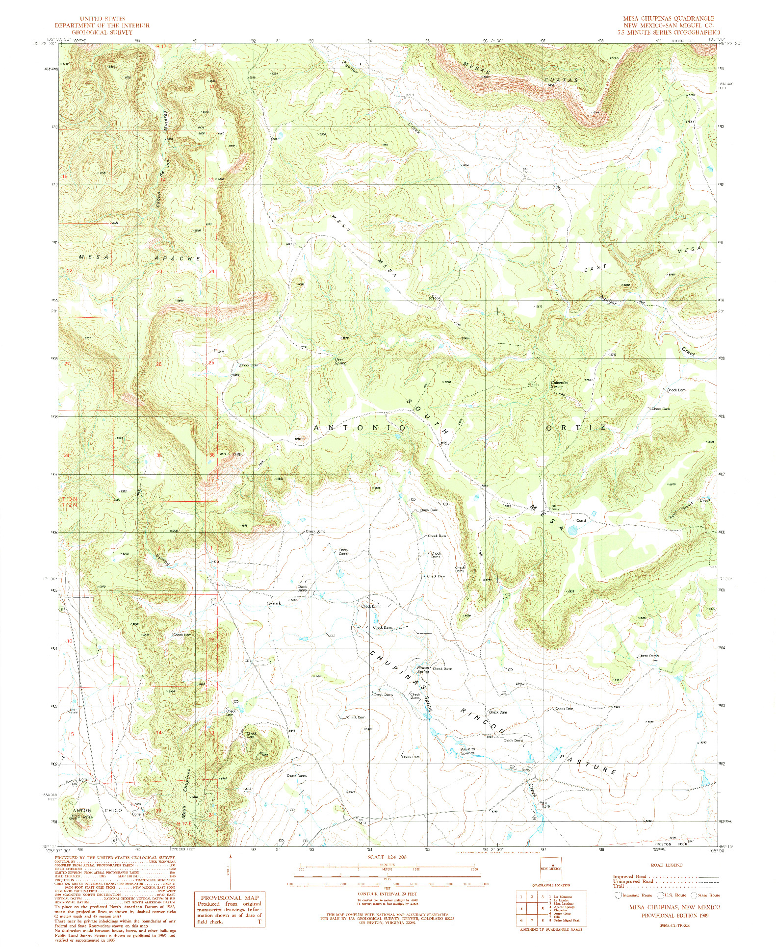 USGS 1:24000-SCALE QUADRANGLE FOR MESA CHUPINAS, NM 1989