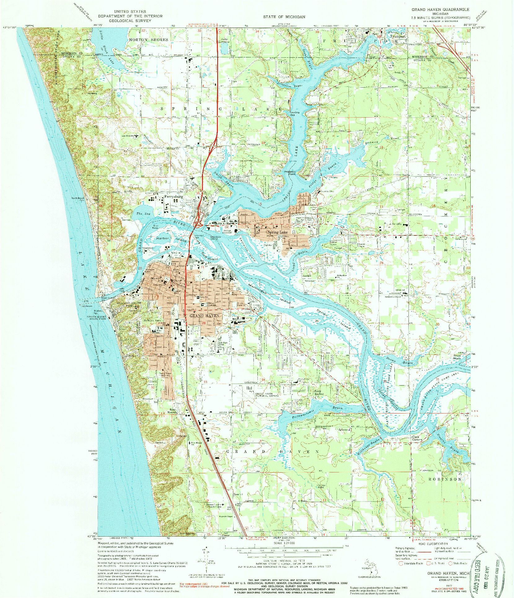 USGS 1:24000-SCALE QUADRANGLE FOR GRAND HAVEN, MI 1972