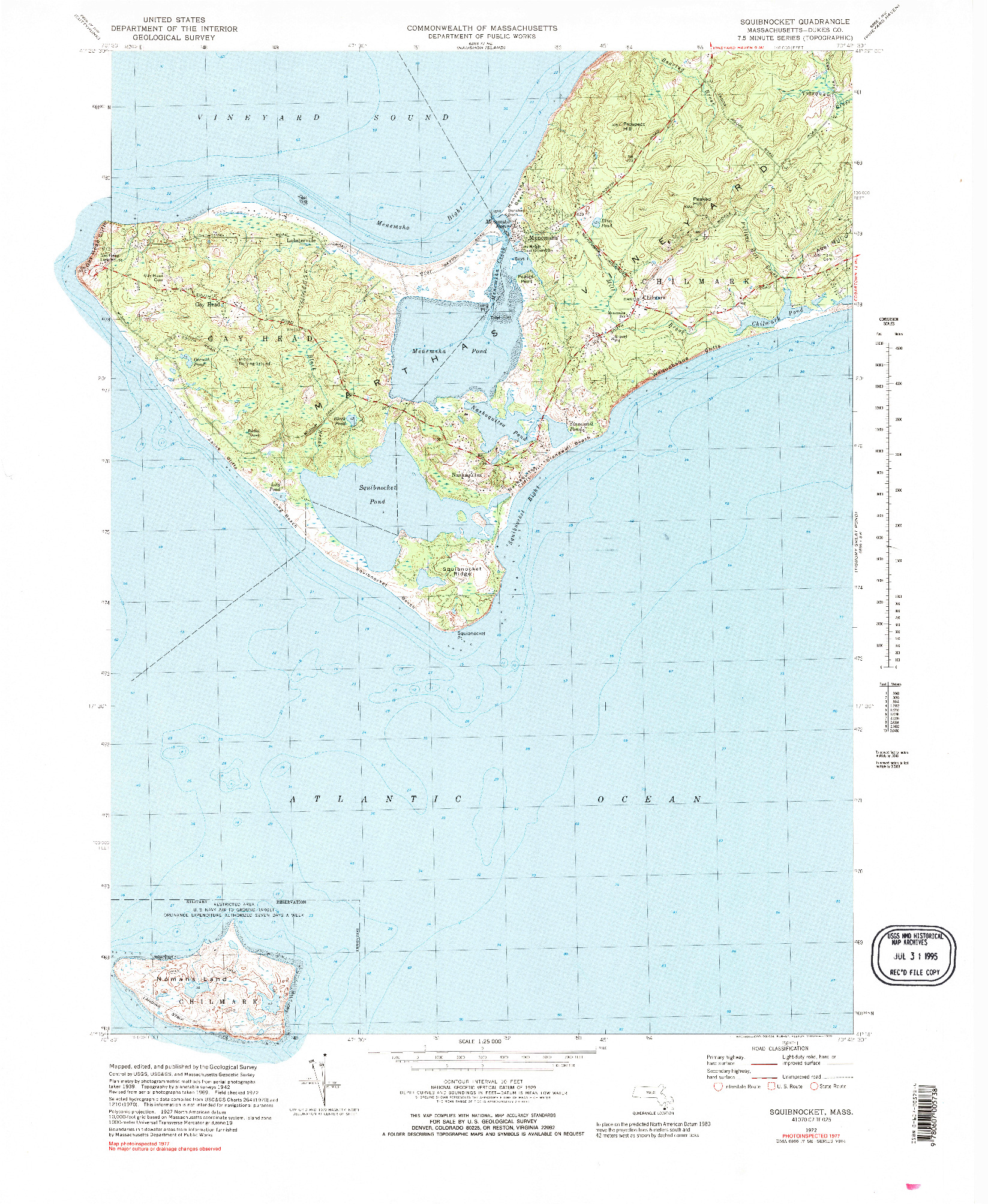 USGS 1:24000-SCALE QUADRANGLE FOR SQUIBNOCKET, MA 1972