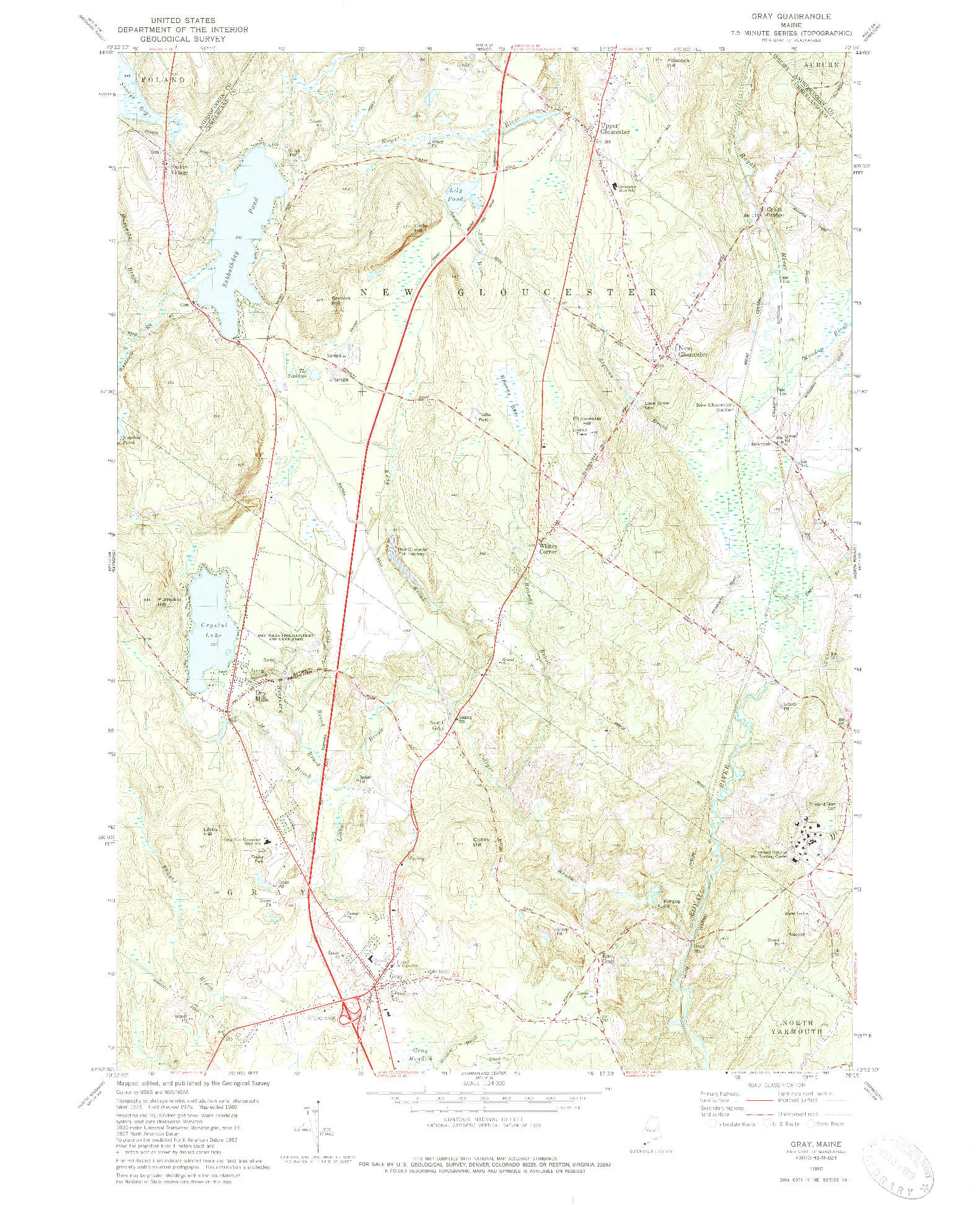 USGS 1:24000-SCALE QUADRANGLE FOR GRAY, ME 1980