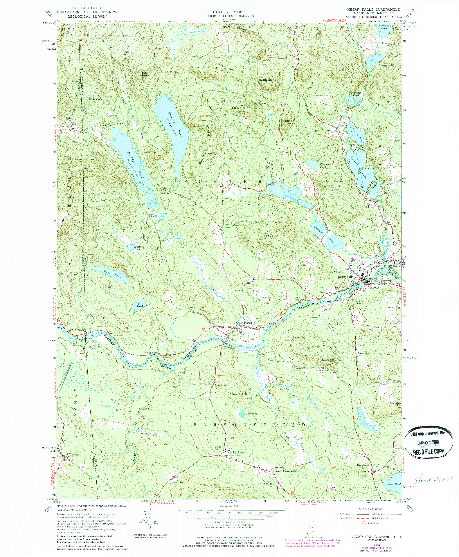 USGS 1:24000-SCALE QUADRANGLE FOR KEZAR FALLS, ME 1964