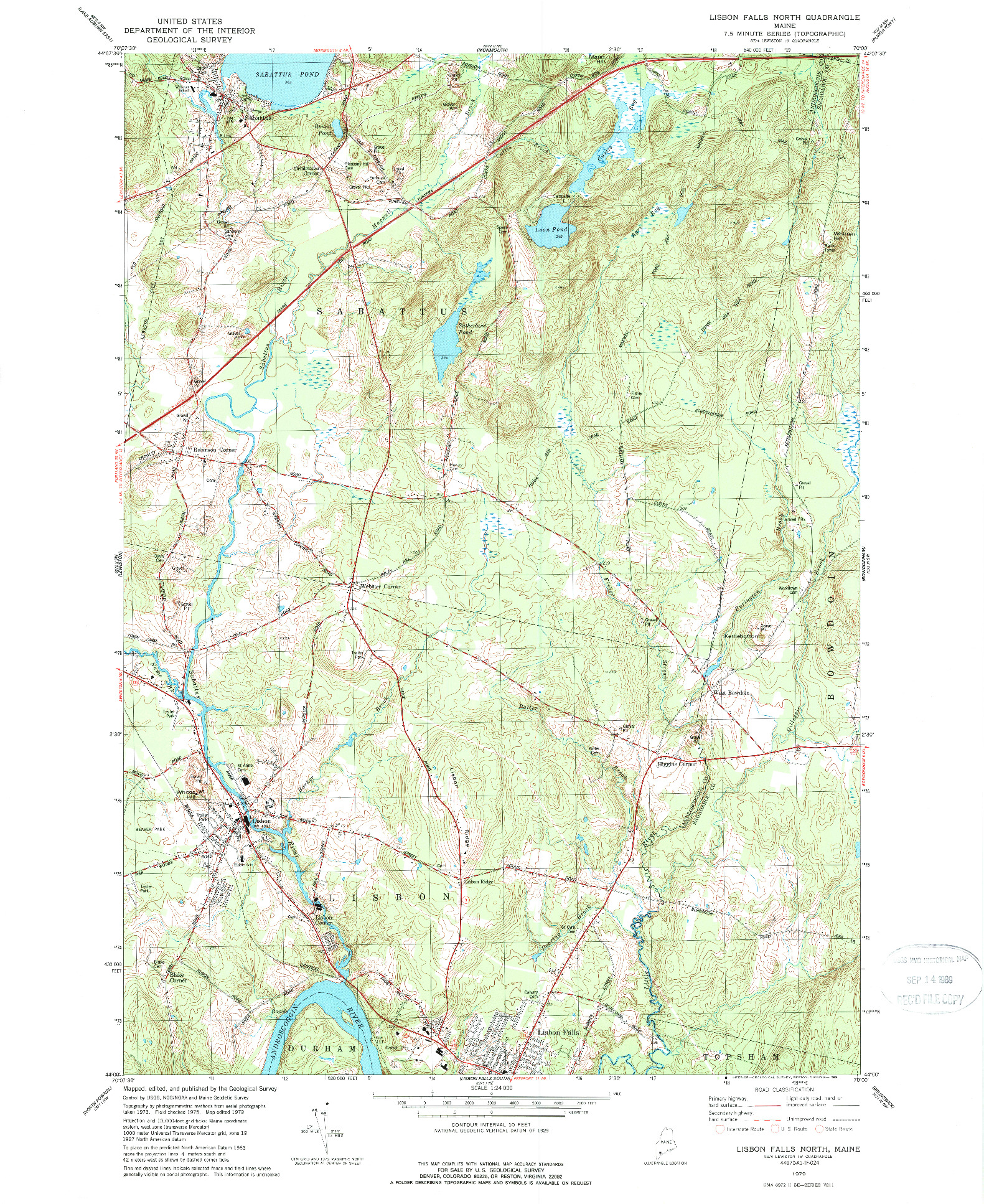 USGS 1:24000-SCALE QUADRANGLE FOR LISBON FALLS NORTH, ME 1979