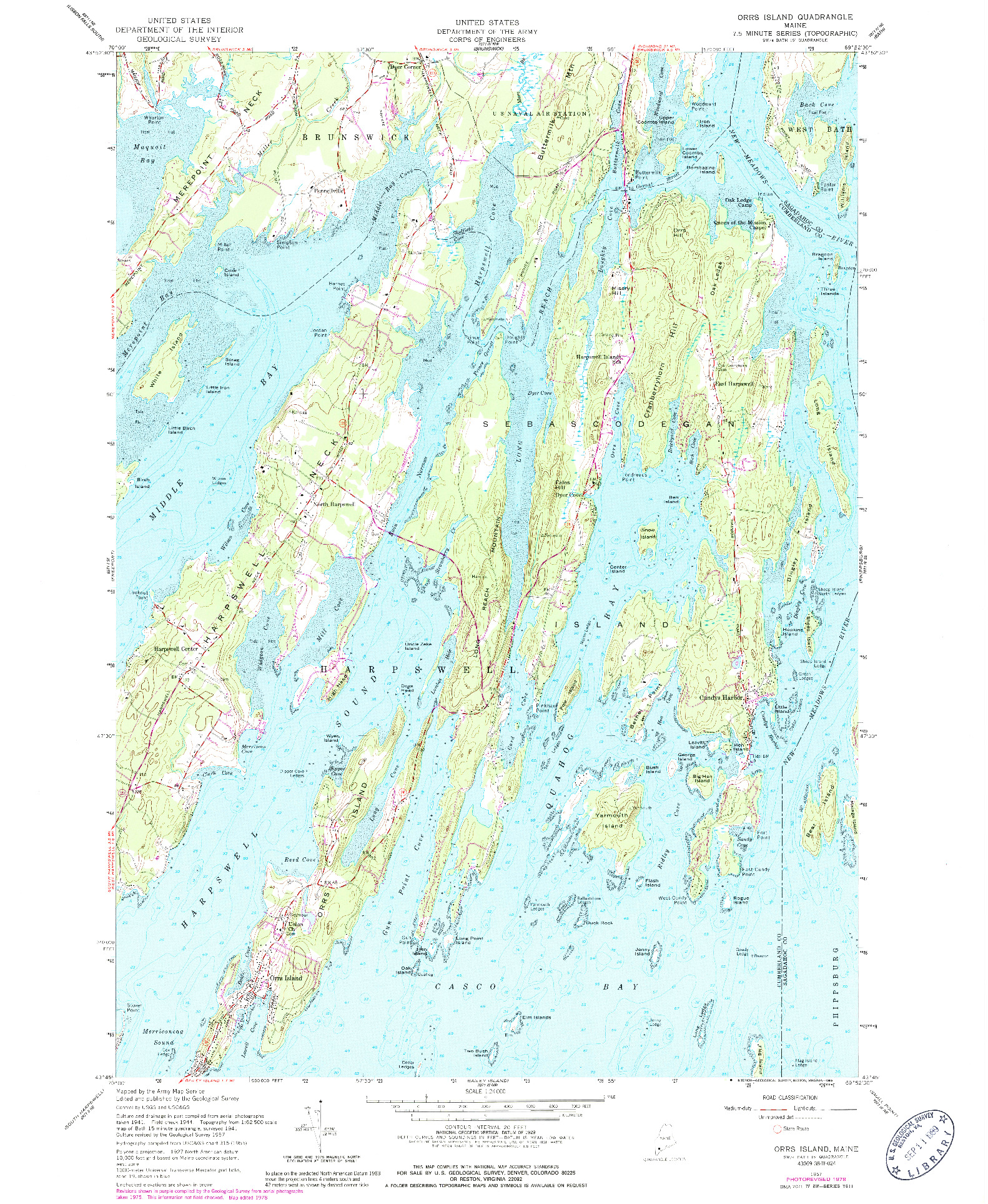 USGS 1:24000-SCALE QUADRANGLE FOR ORRS ISLAND, ME 1957