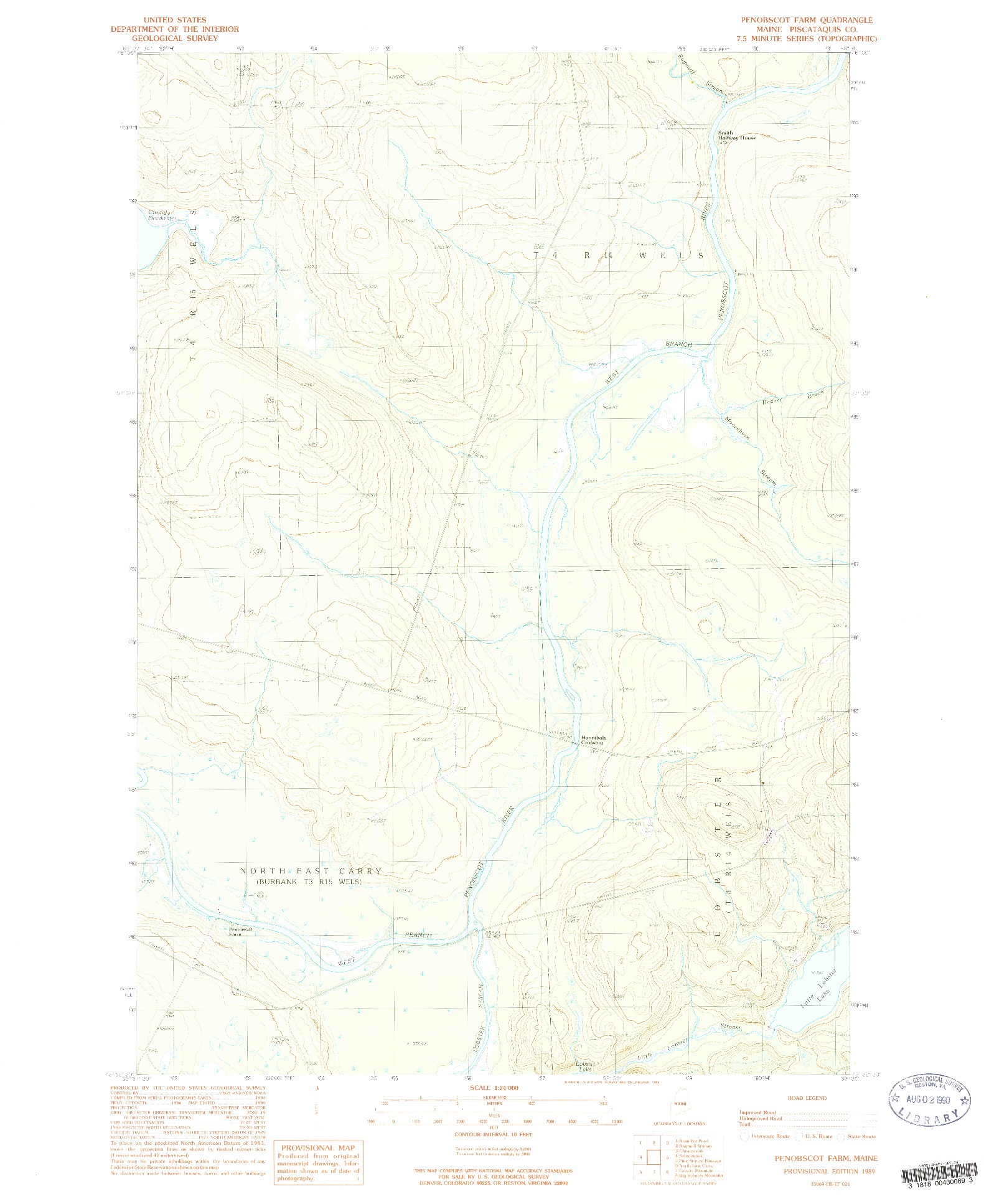 USGS 1:24000-SCALE QUADRANGLE FOR PENOBSCOT FARM, ME 1989